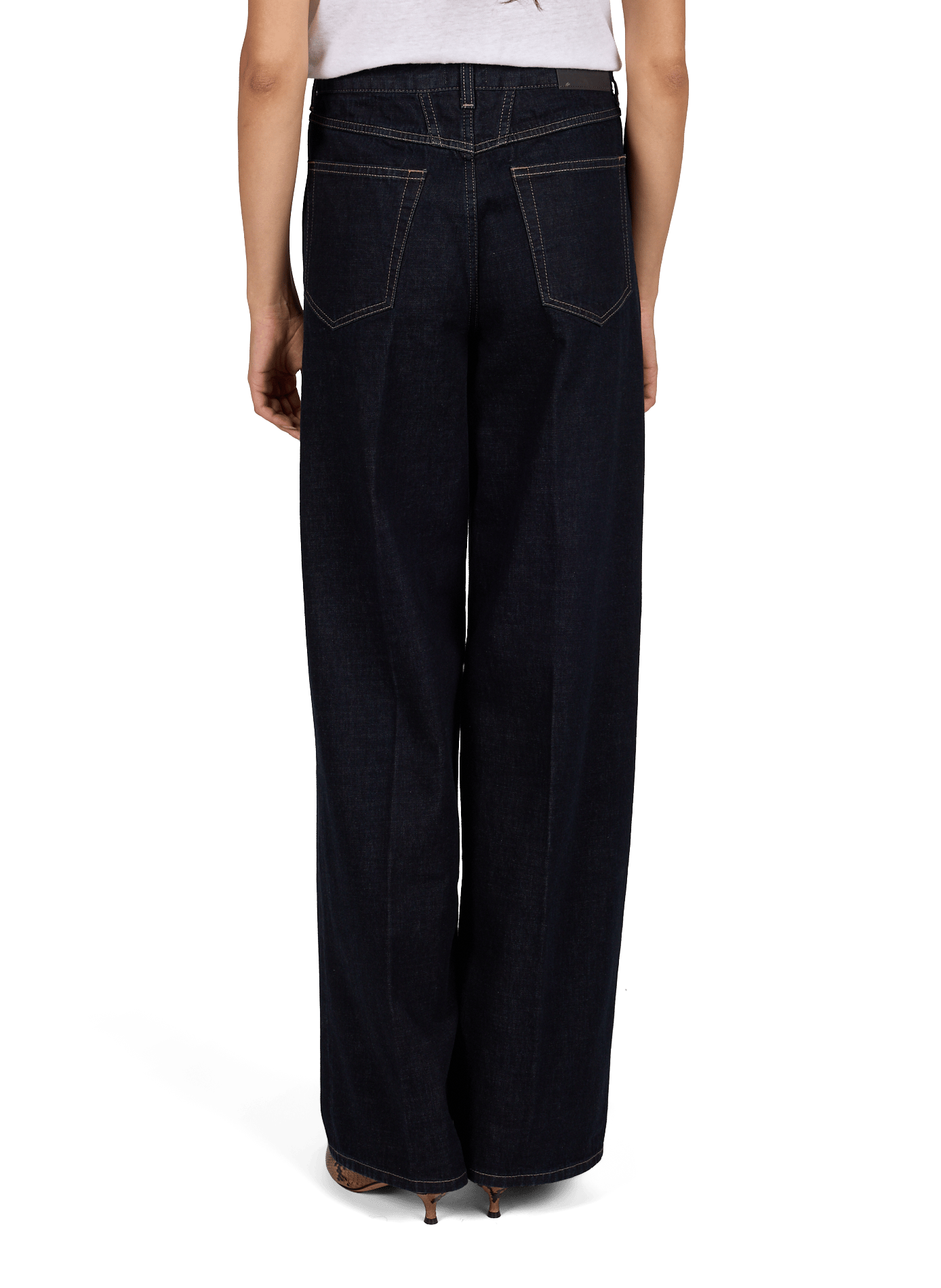 Hoch geschnittene weite Baumwolljeans CLOSED Blau