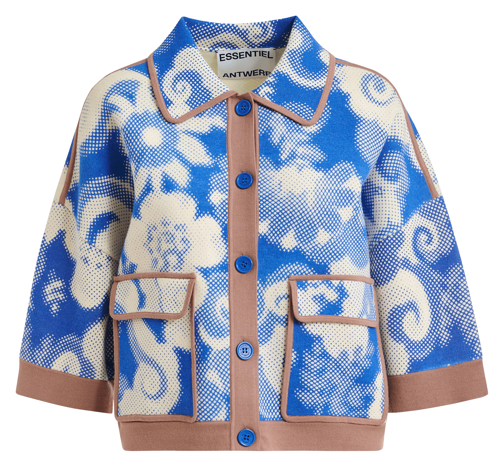 Cardigan ample fleuri manches 3/4 joly ESSENTIEL ANTWERP Blanc