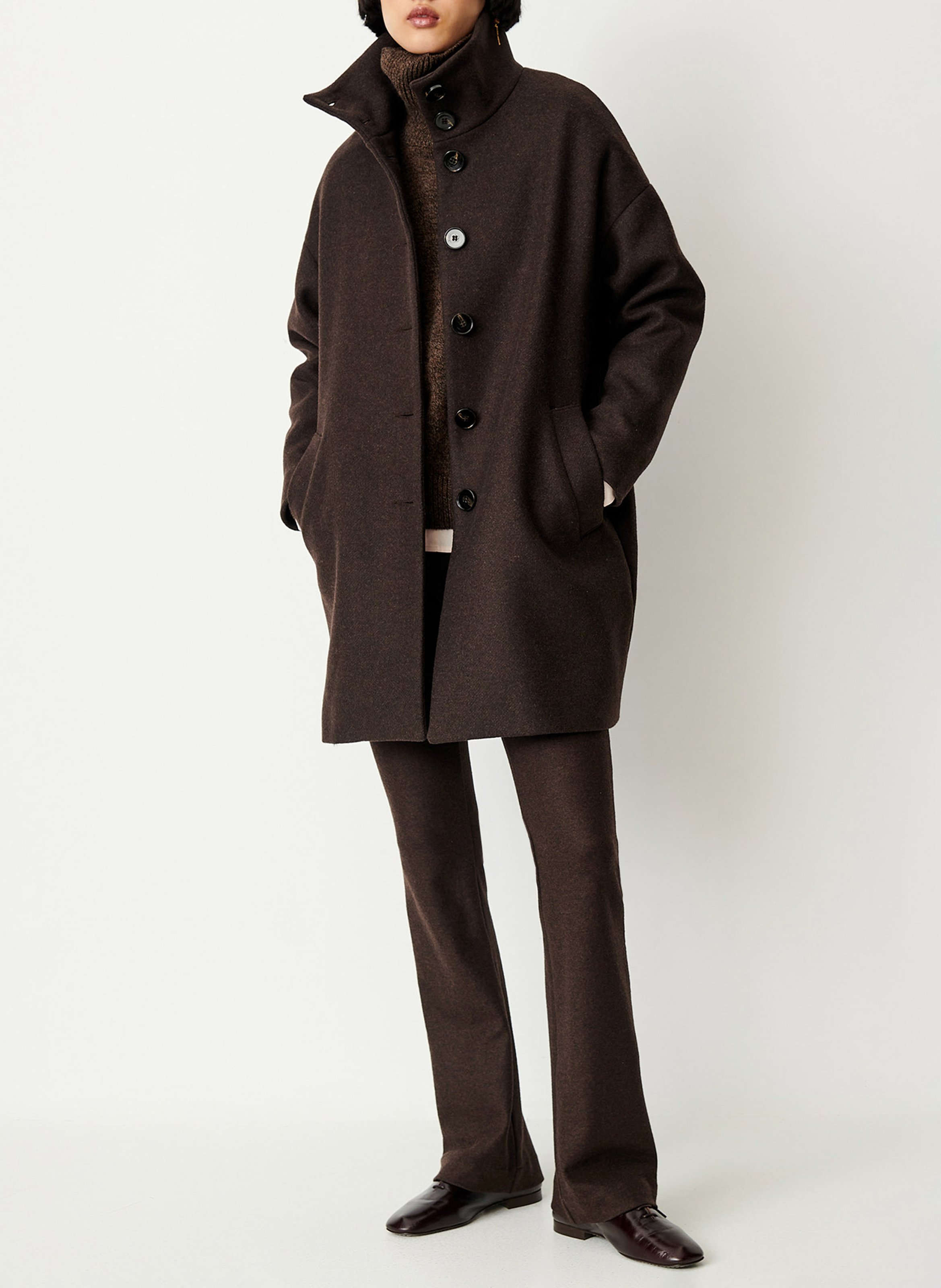 Manteau col montant en laine mélangée paradise SESSUN Marron