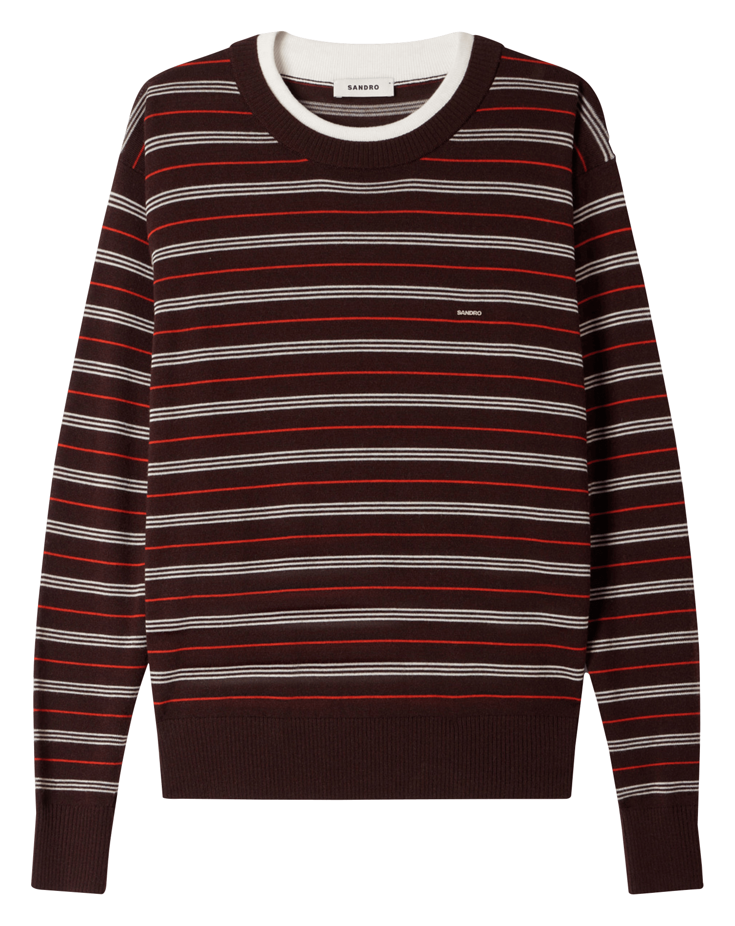Pull droit col rond en laine SANDRO Marron