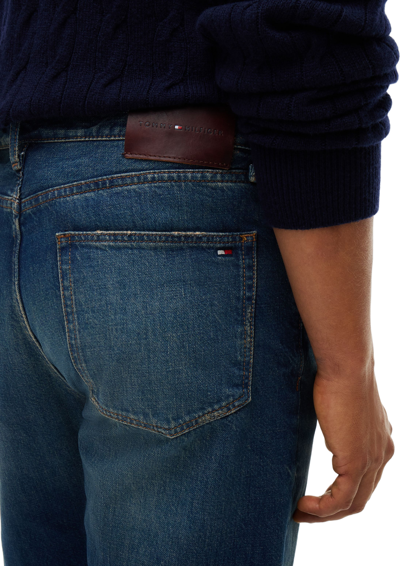Einfarbige Straight-Fit-Jeans mit mittelhohem Bund TOMMY HILFIGER Blau