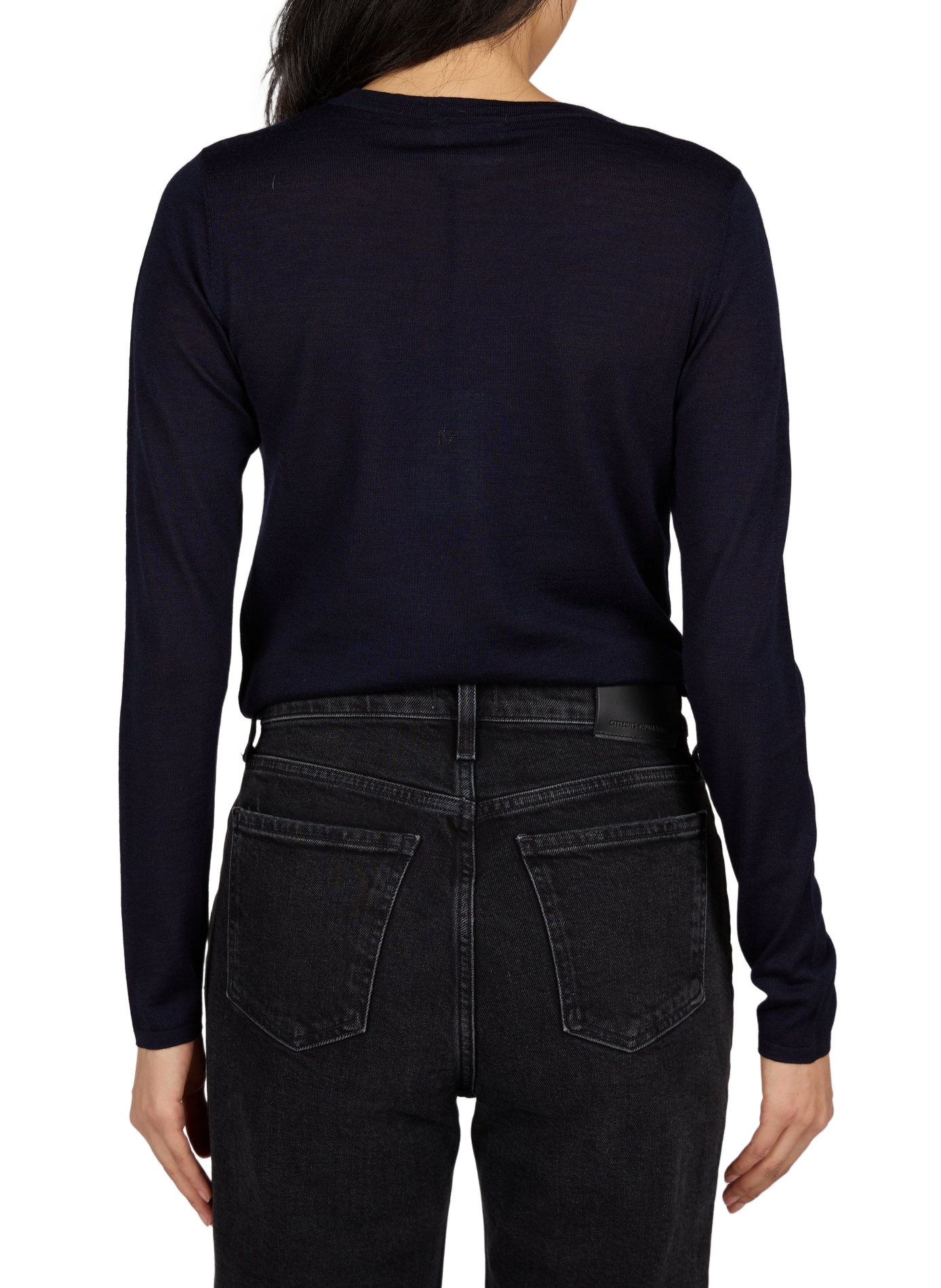 Maria straight merino wool round neck sweater PETITE MENDIGOTE Blue