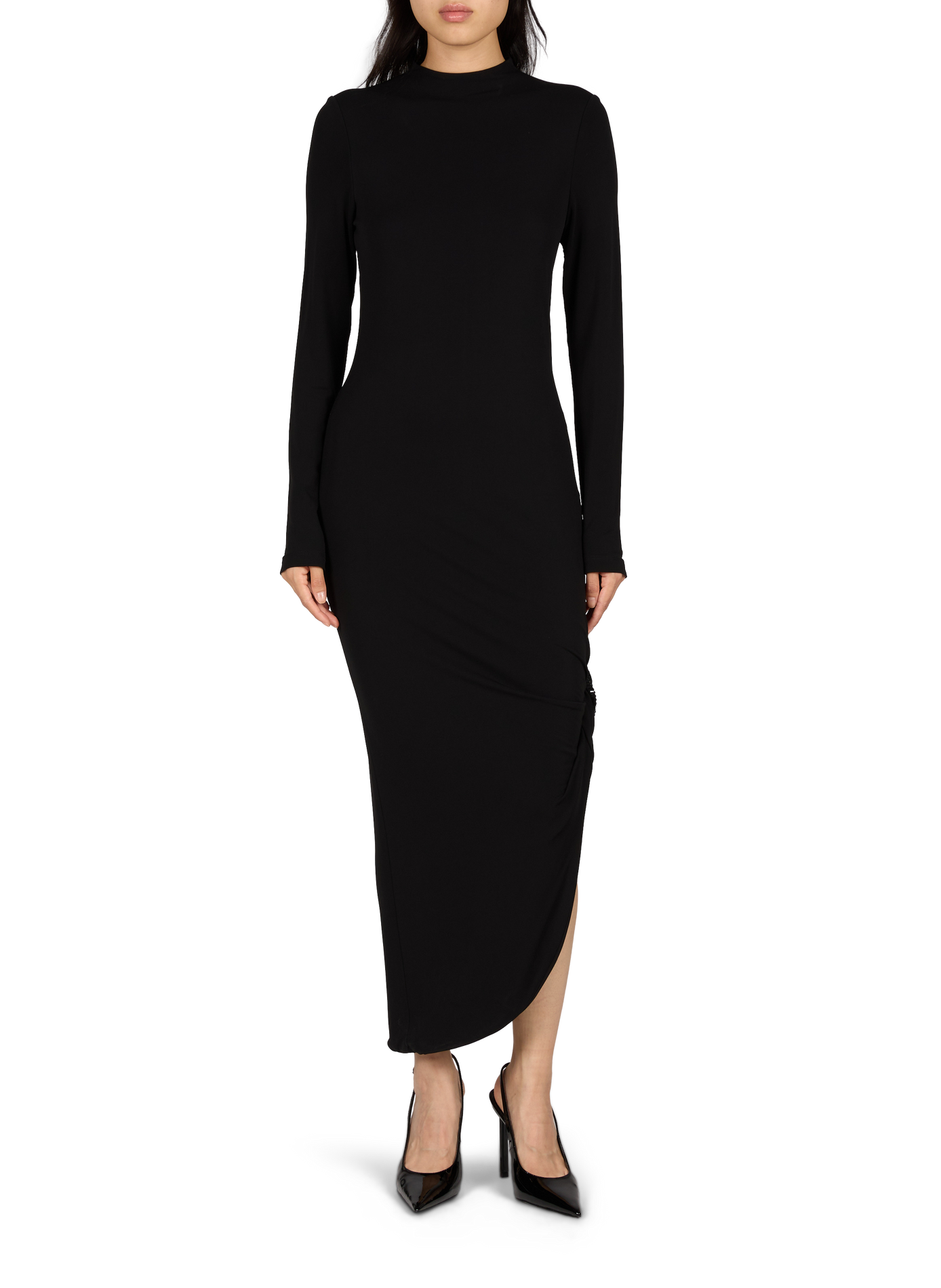 Asymmetrical long dress with round neckline ALEXANDER WANG Black