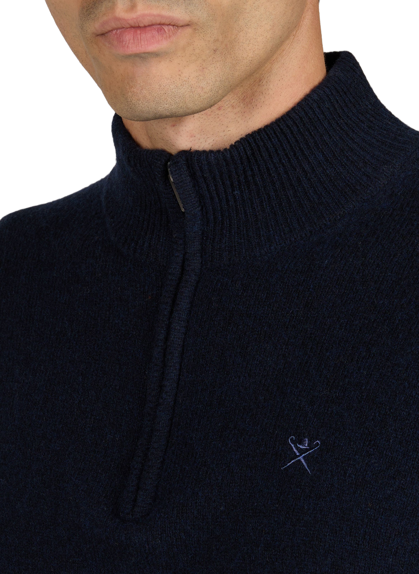 Straight-fit zip-up high-neck wool jumper HACKETT Blue
