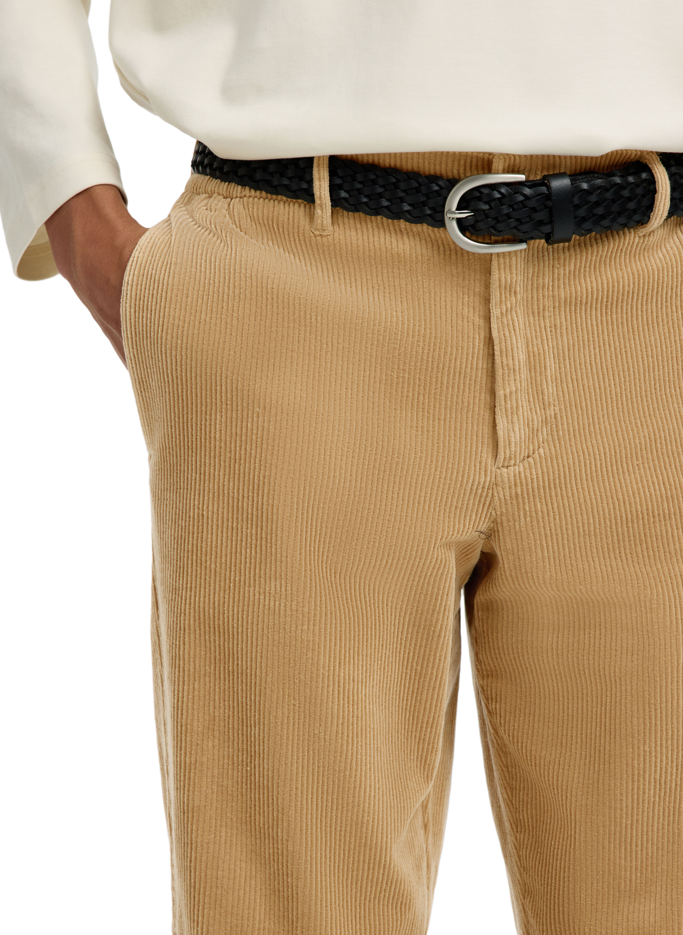 Pantaloni in velluto a coste in misto cotone SELECTED Beige