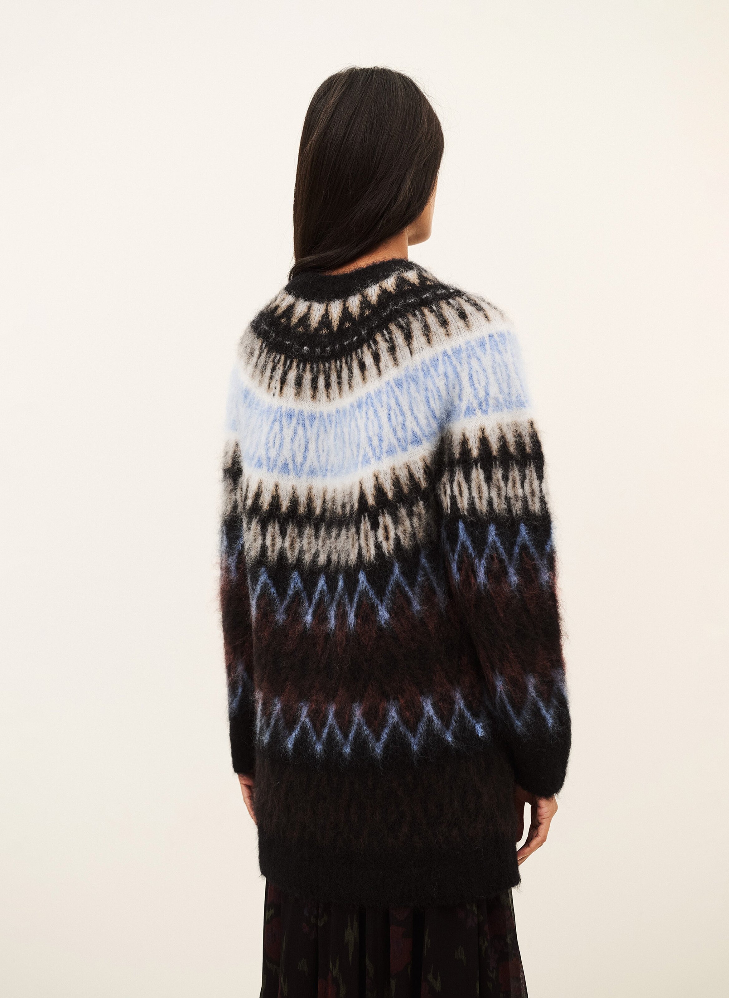 Pull droit col rond en laine mélangée folk BA&SH Multicolore