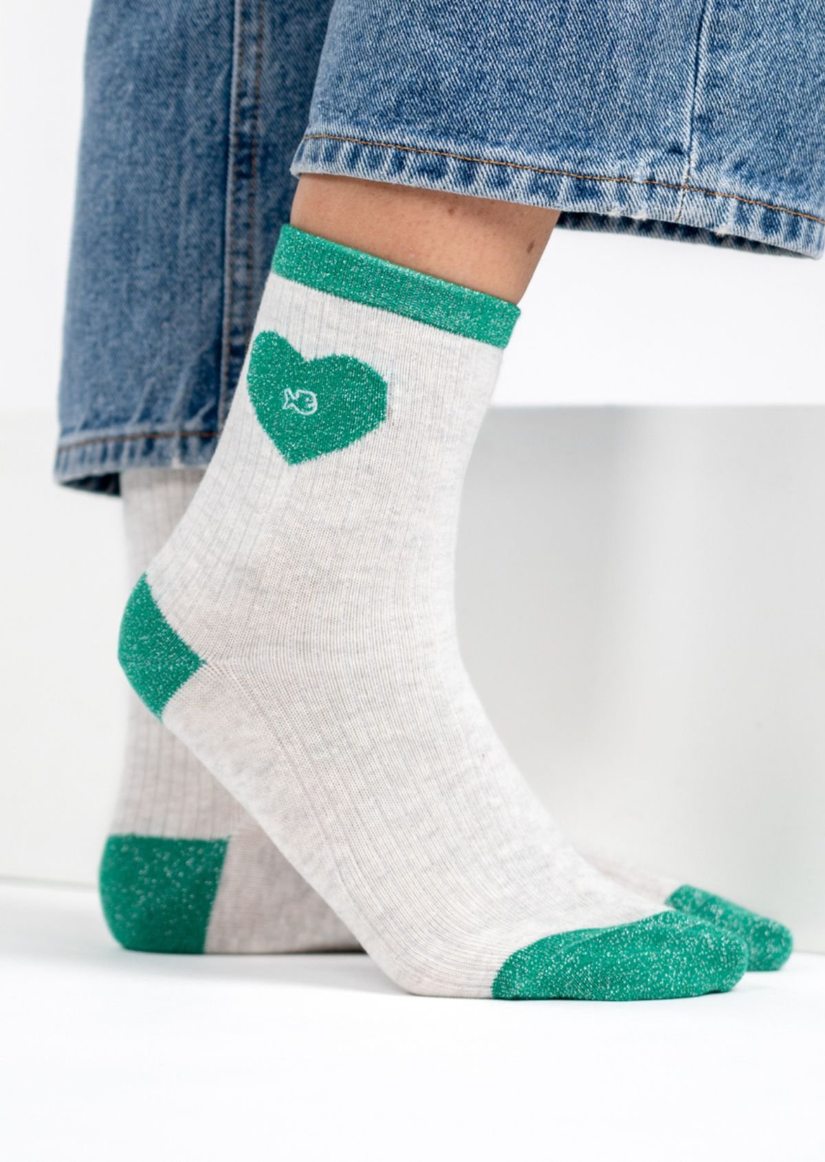 Chaussettes en coton peigné coeur BILLYBELT Blanc