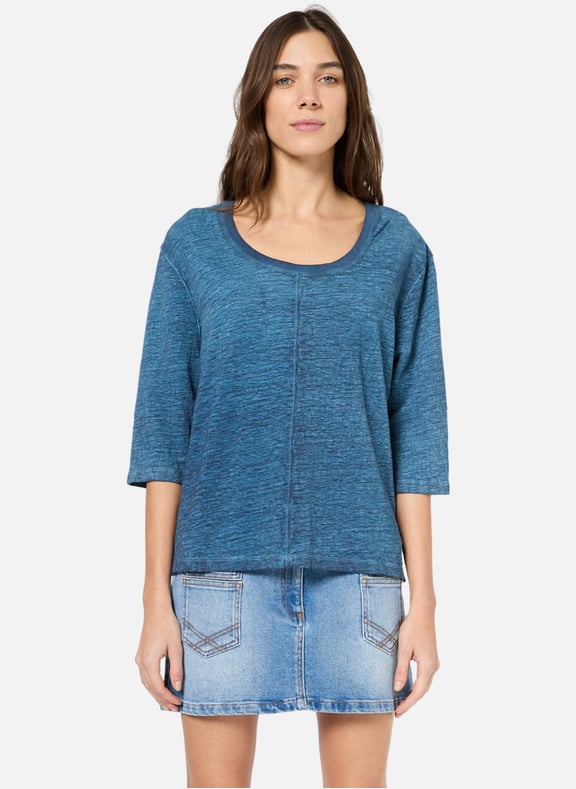 T-shirt ample en lin flammé - ginny Bleu by GERARD DAREL GERARD DAREL T-shirt ample en lin flammé - ginny Bleu