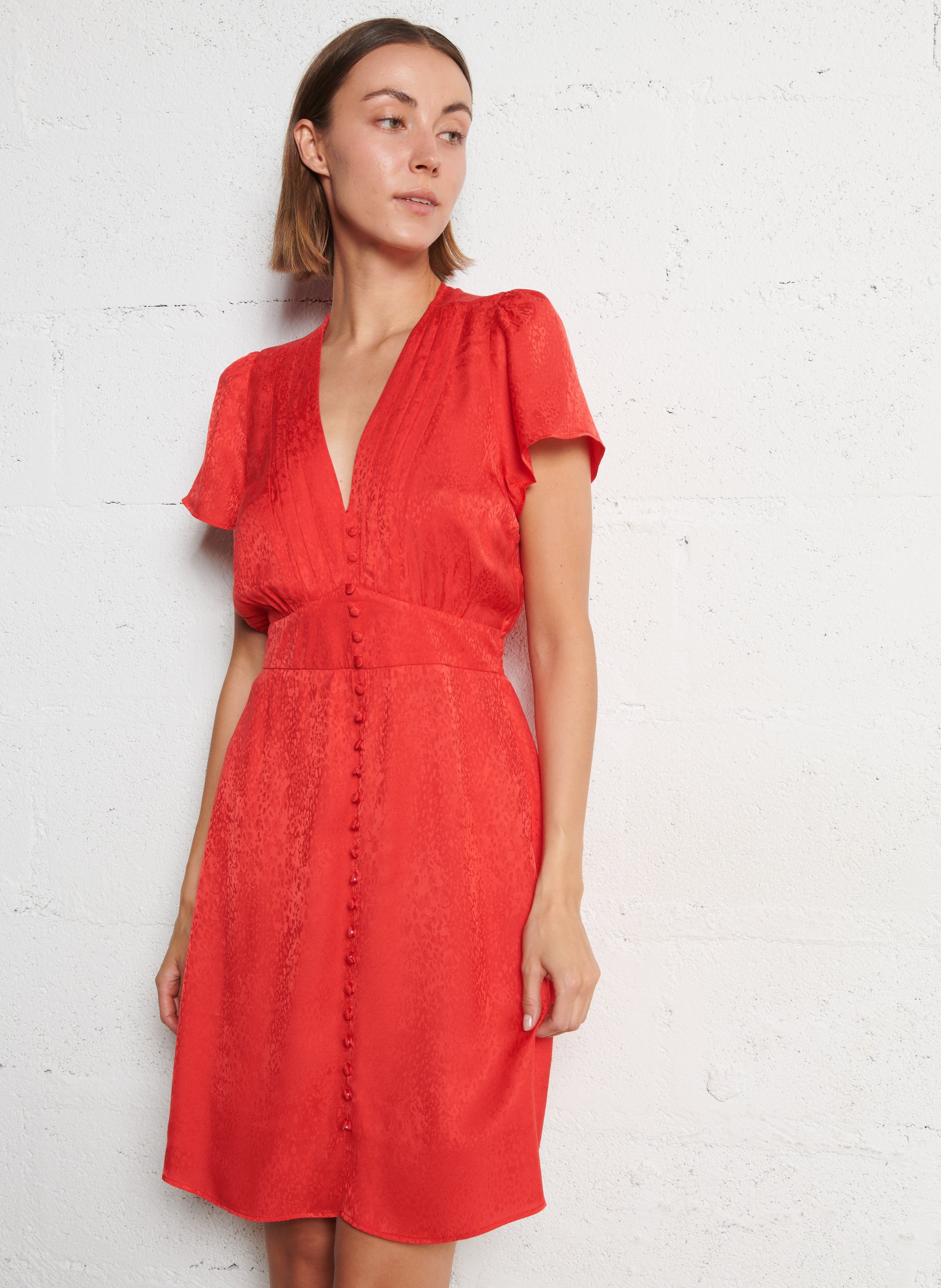 Robe courte col v IKKS Rouge