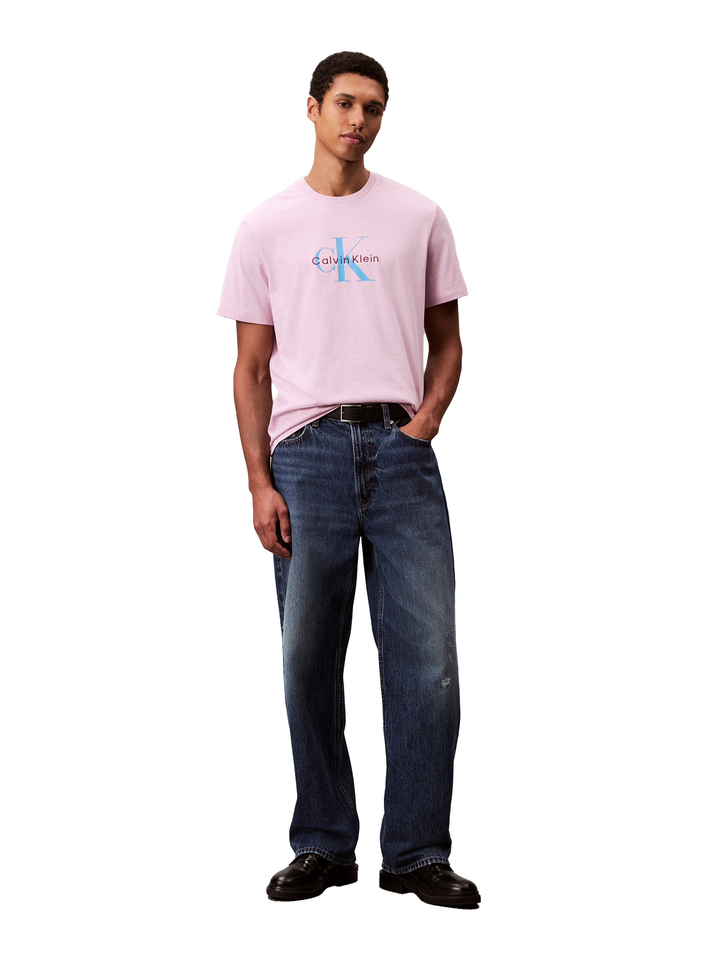 T-shirt col rond en coton Violet