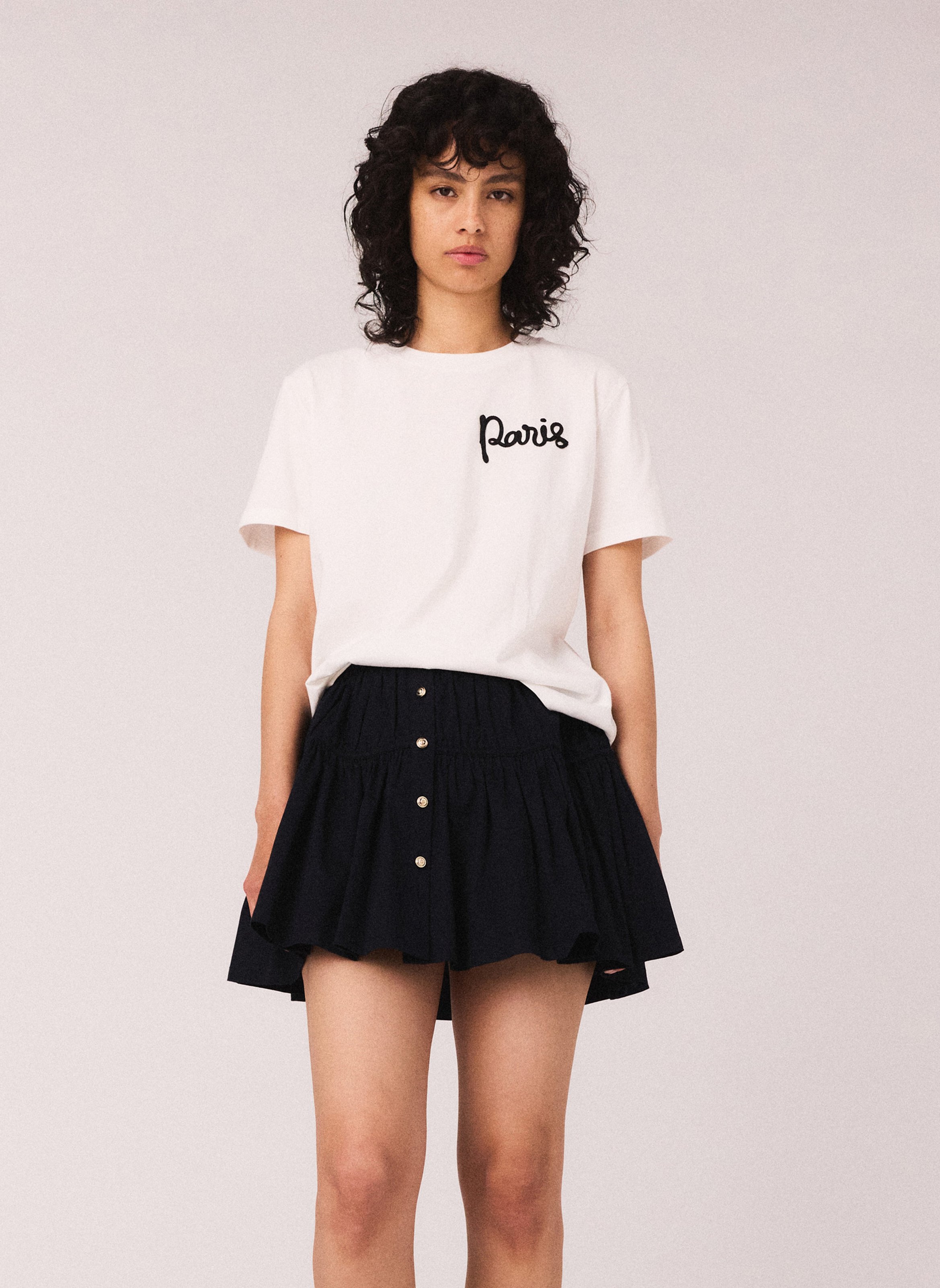 Tee-shirt col rond en coton MAJE Blanc