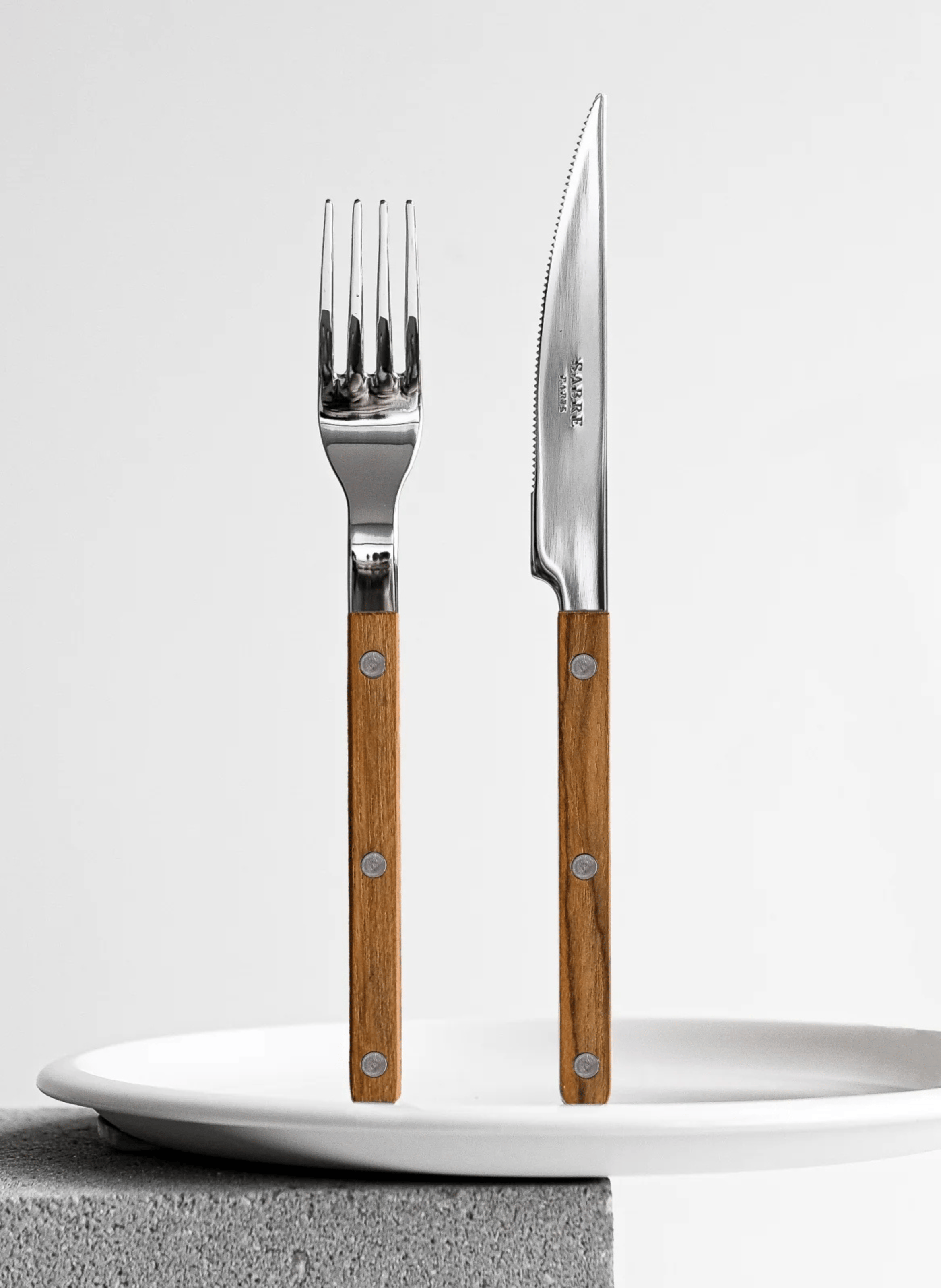 Set de 4 couverts de table, bistrot teck SABRE PARIS Marron