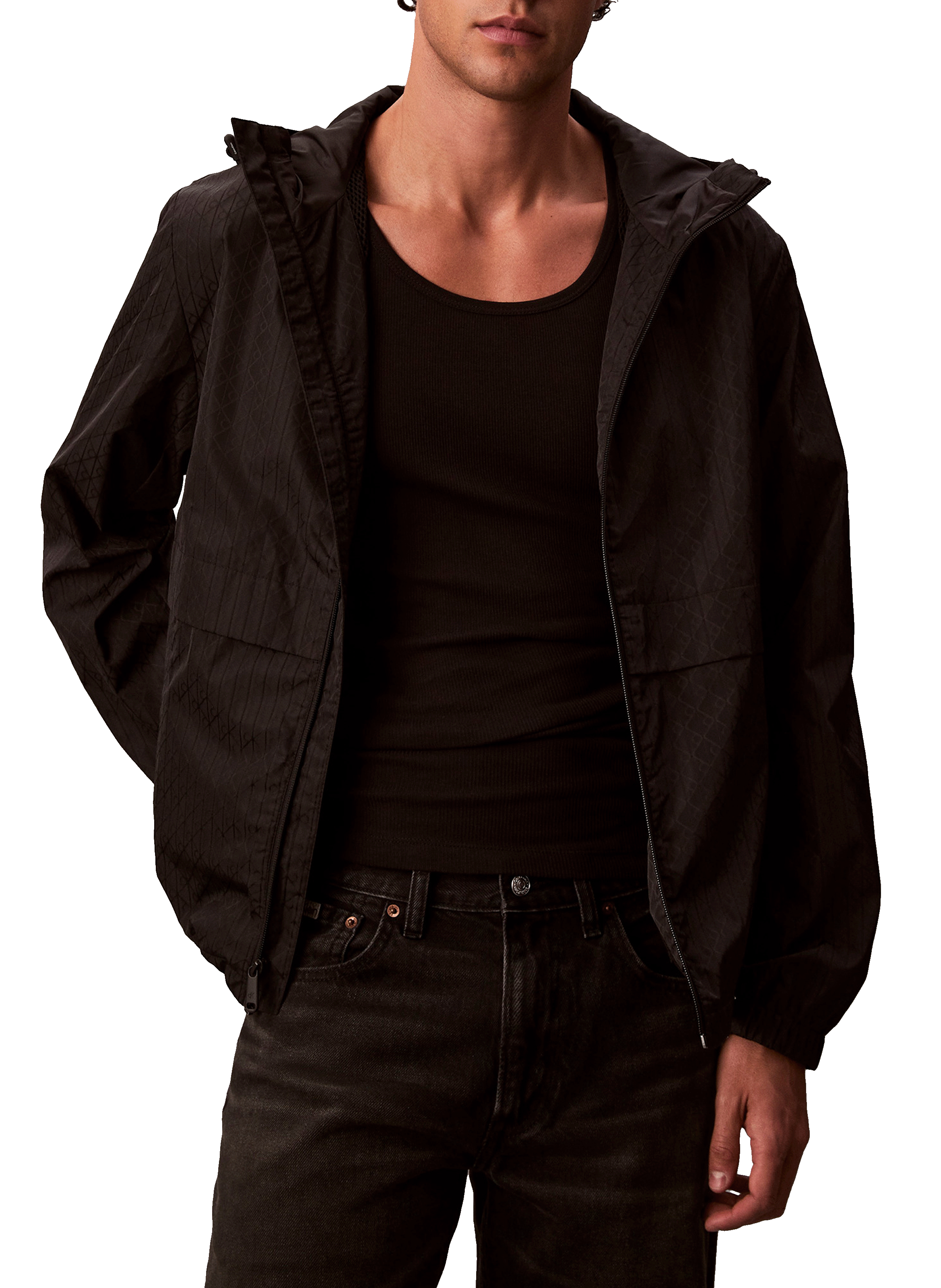 CALVIN KLEIN Veste coupe-vent droite  Black