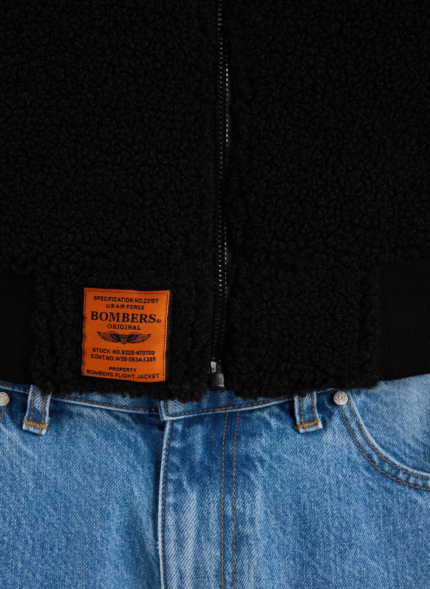 Veste ample à capuche en polaire BOMBERS ORIGINAL Noir