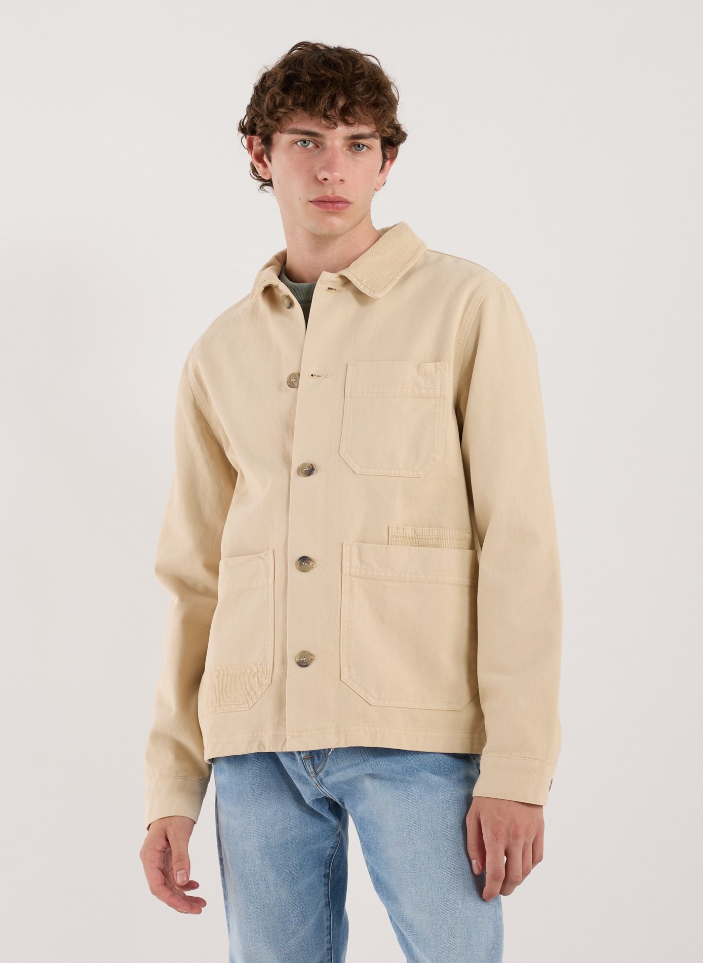 FAGUO Lightweight classic collar cotton jacket Beige