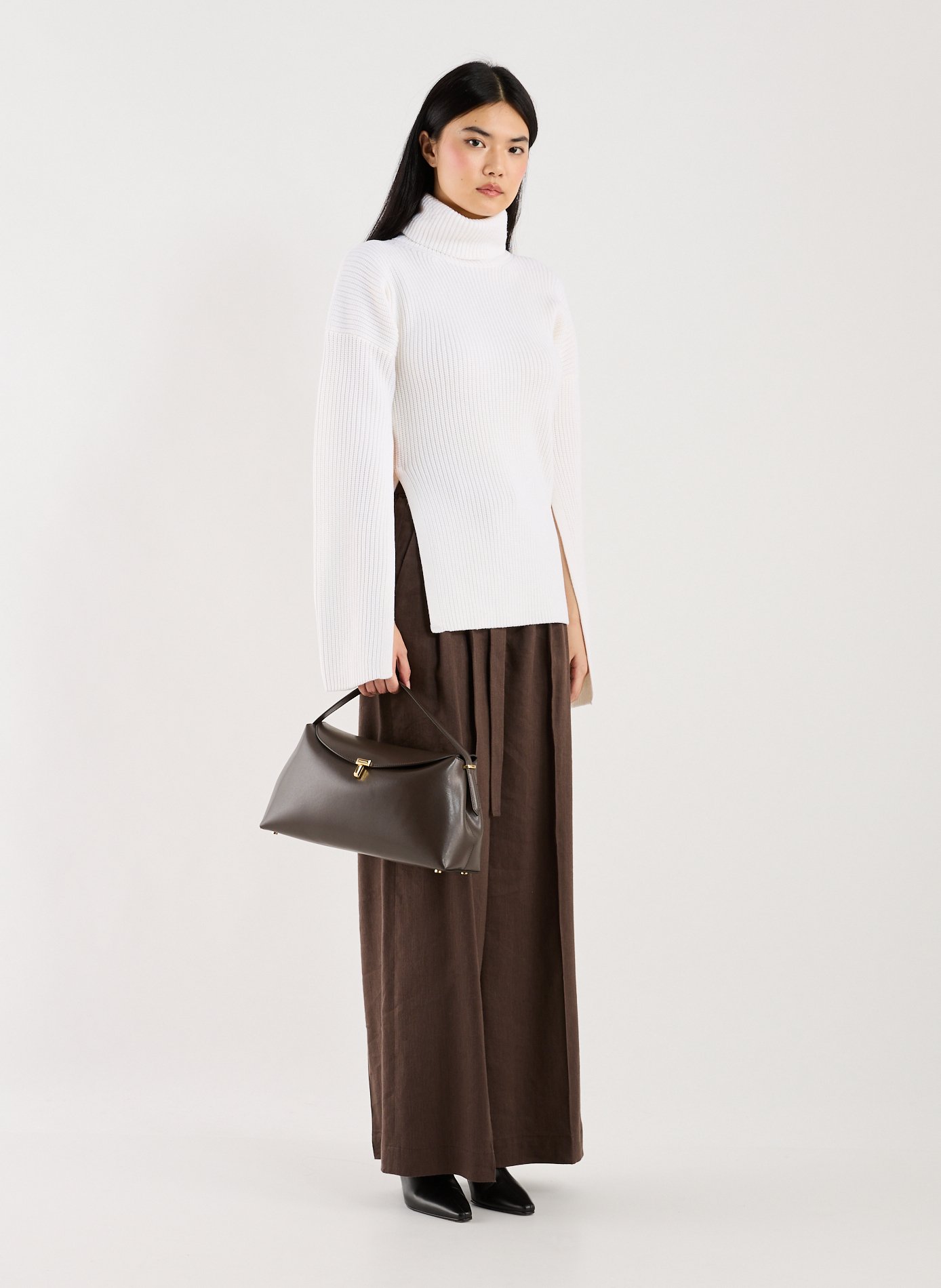 T-lock leather handbag TOTEME Brown