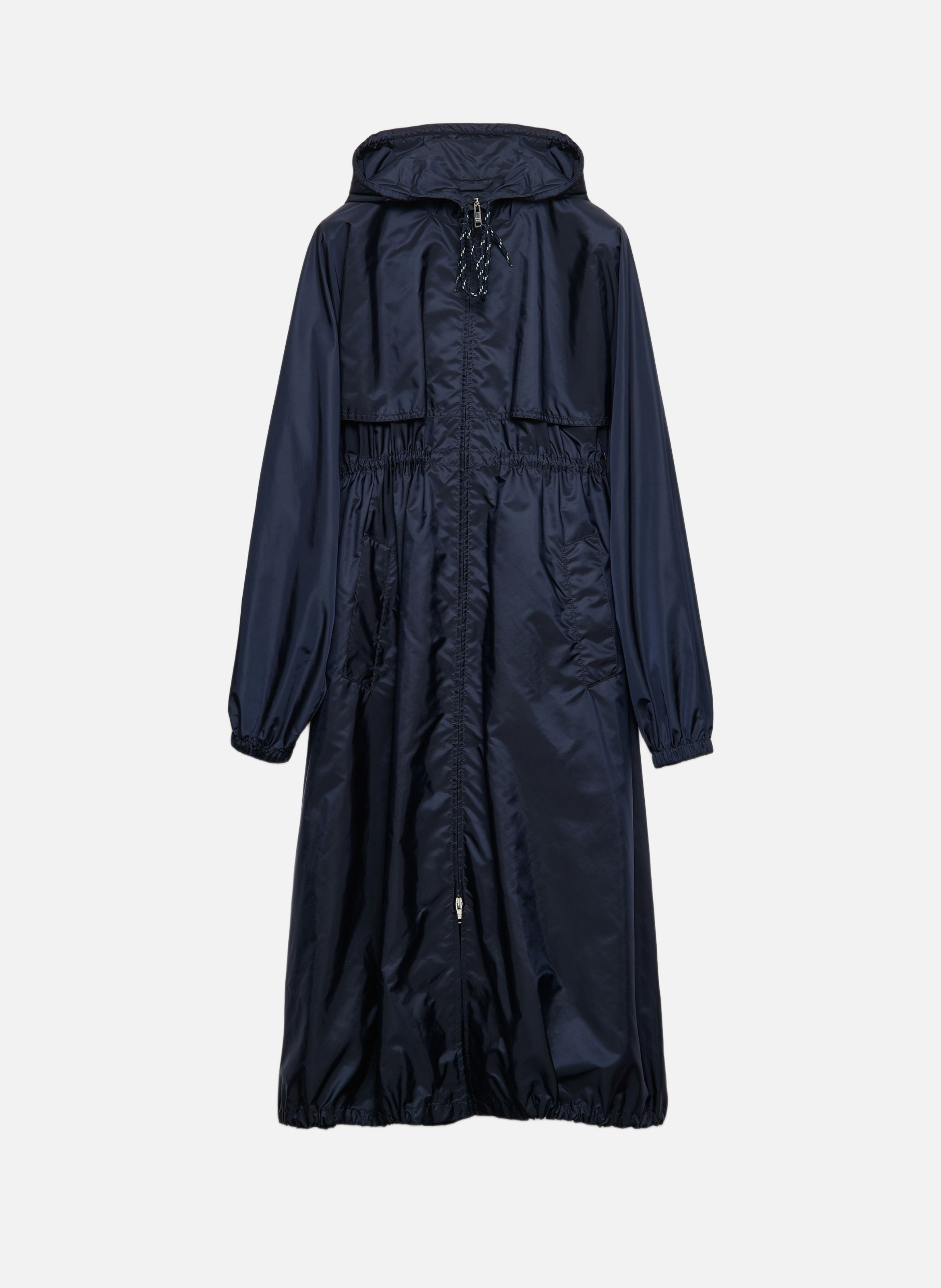 Long imperméable en re-nylon léger PRADA Bleu