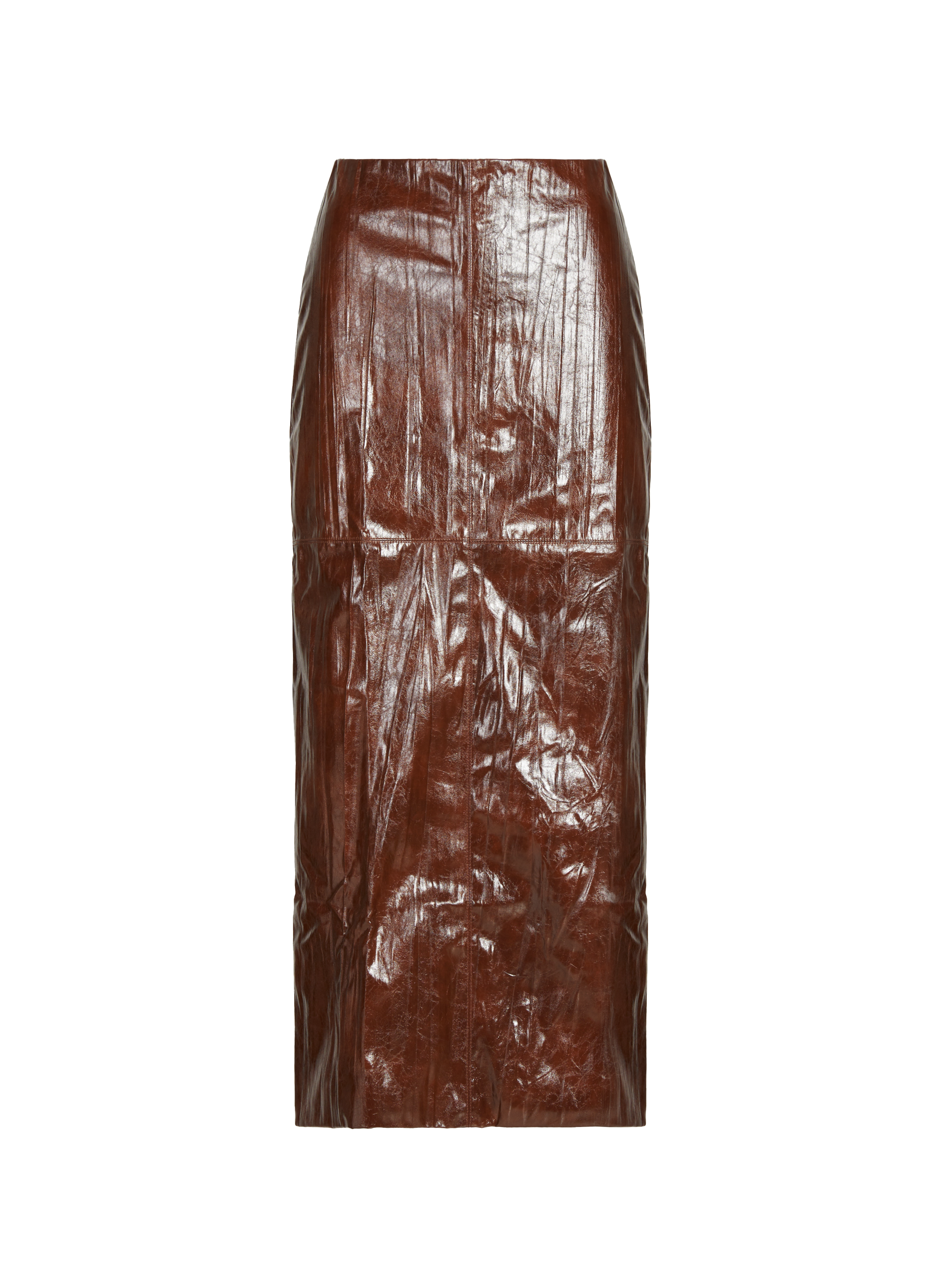 TOPSHOP Jupe mi-longue aspect cuir laqué Marron