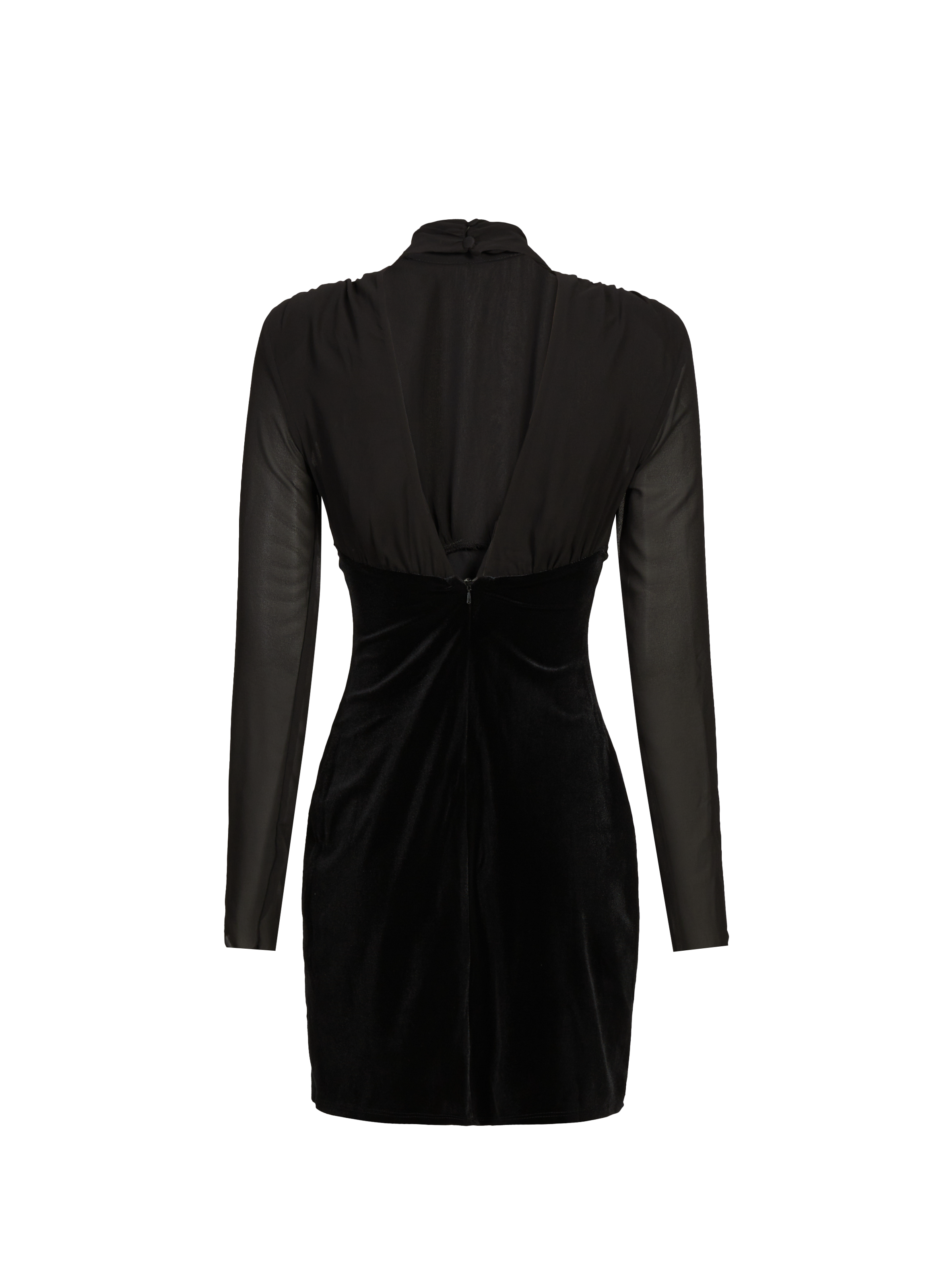 Short velvet dress with long sleeves and shoulder pads TOPSHOP Black