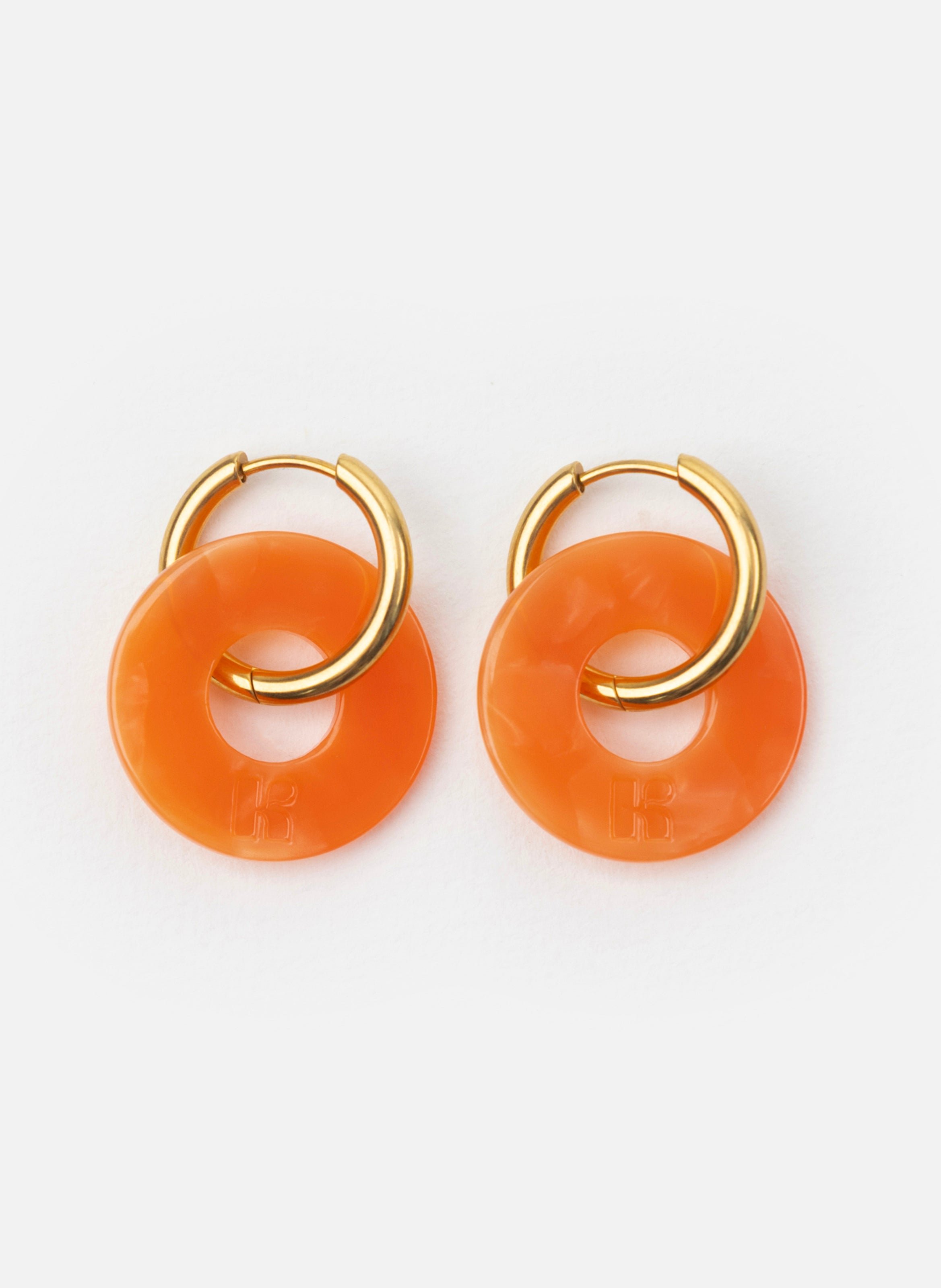 Boucles d'oreilles donuts avec anneaux en acier inoxydable doré OrangeKURAGE GINZA