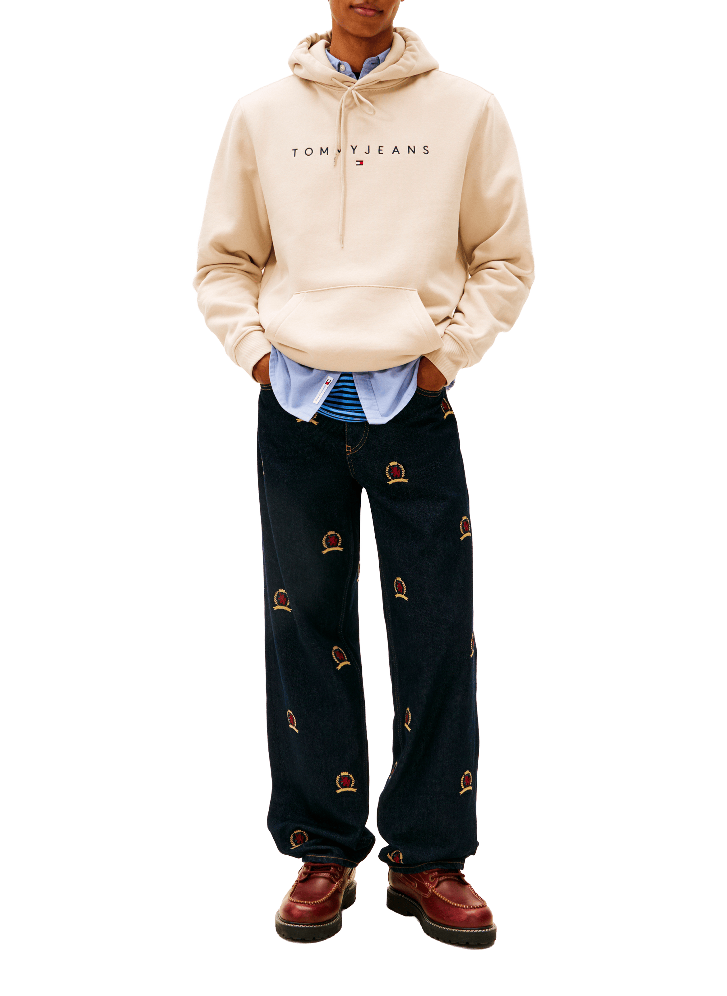 Hoodie with embroidered logo TOMMY HILFIGER Beige