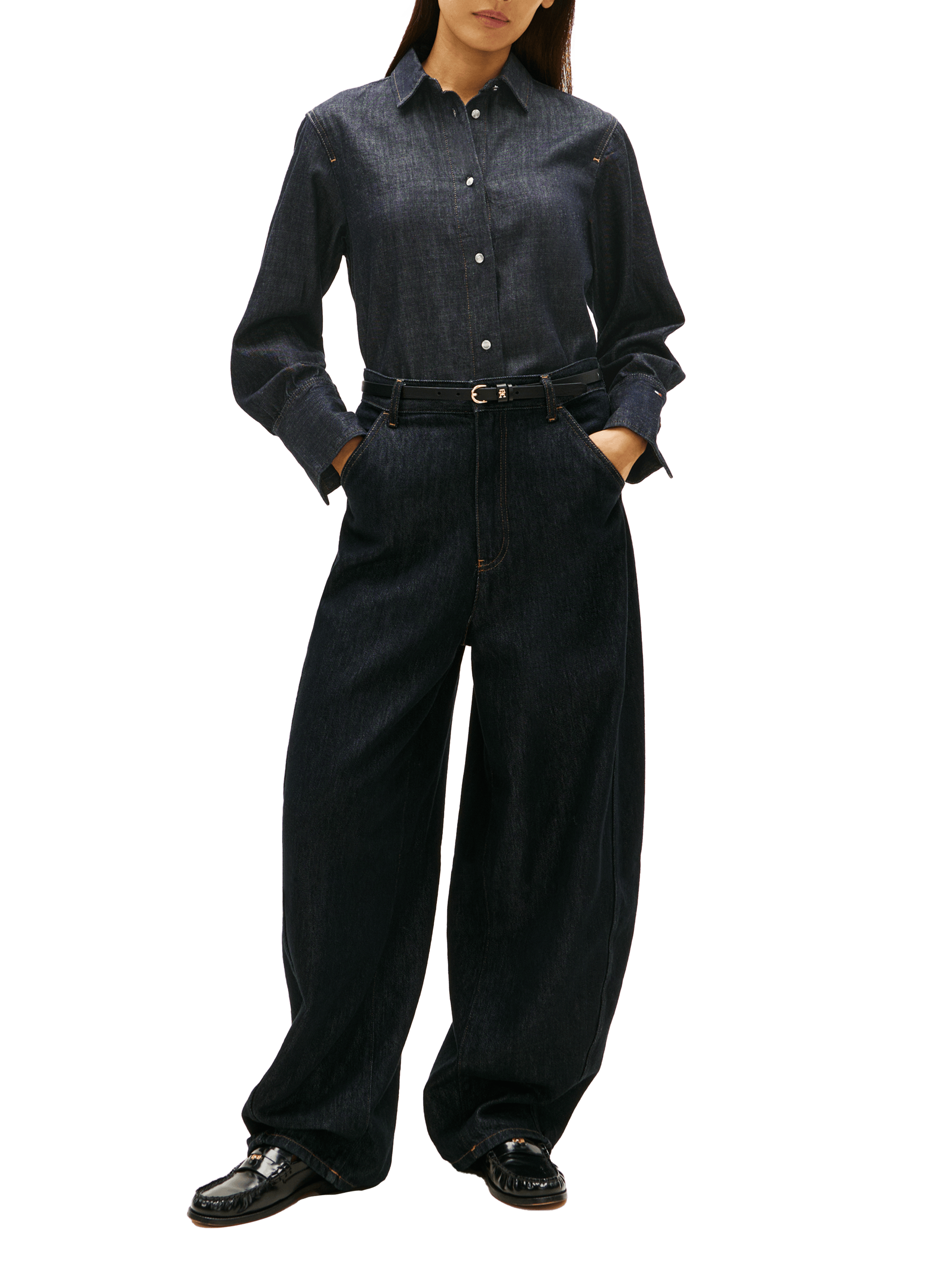 Chemise en denim de coton mélangé TOMMY HILFIGER Bleu