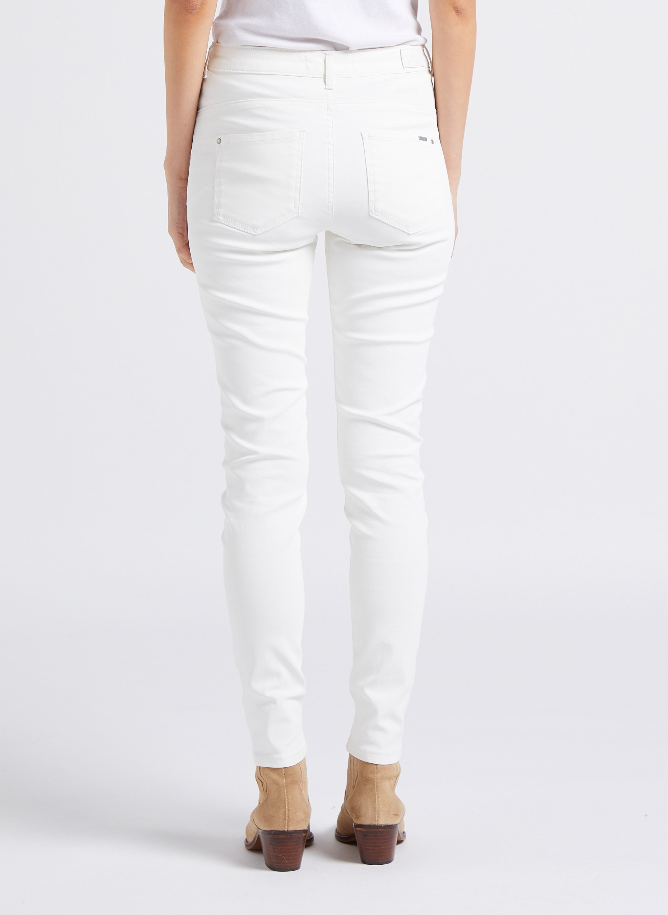 Jean enduit skinny taille haute en coton mélangé nina Blanc