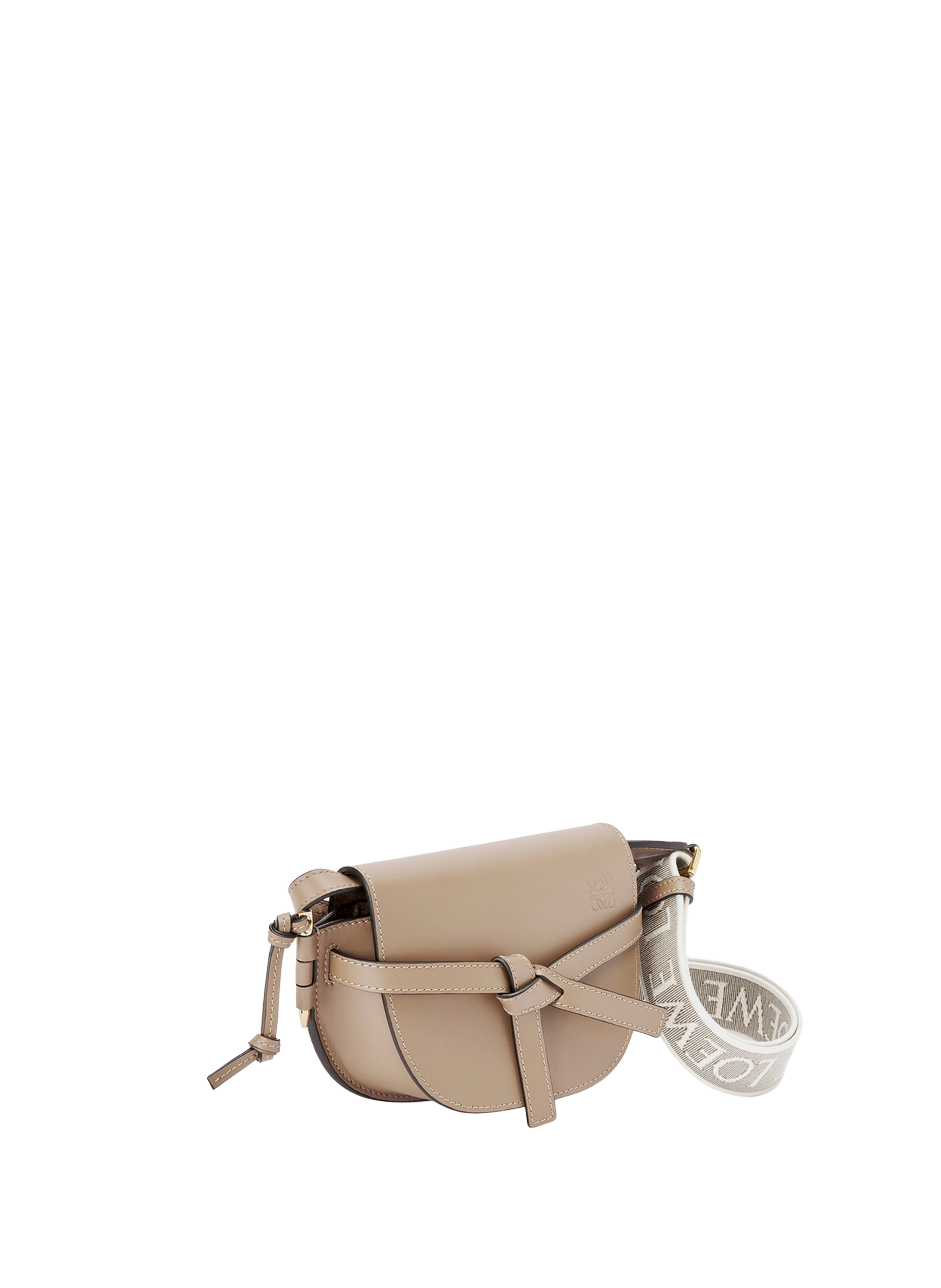 Sac Gate Dual modèle Mini en cuir de veau souple et jacquard LOEWE Beige