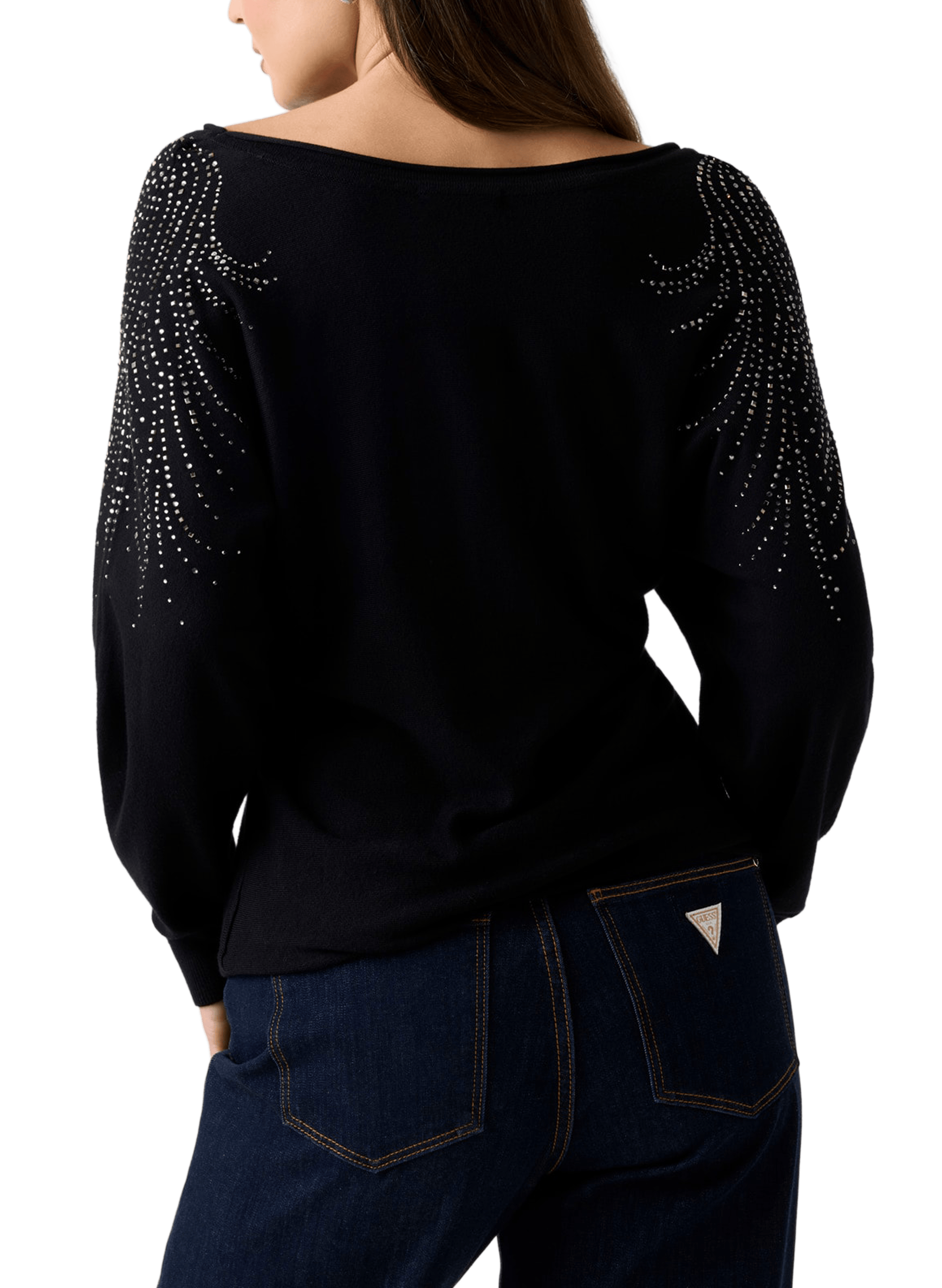 Pull ample à strass GUESS Noir