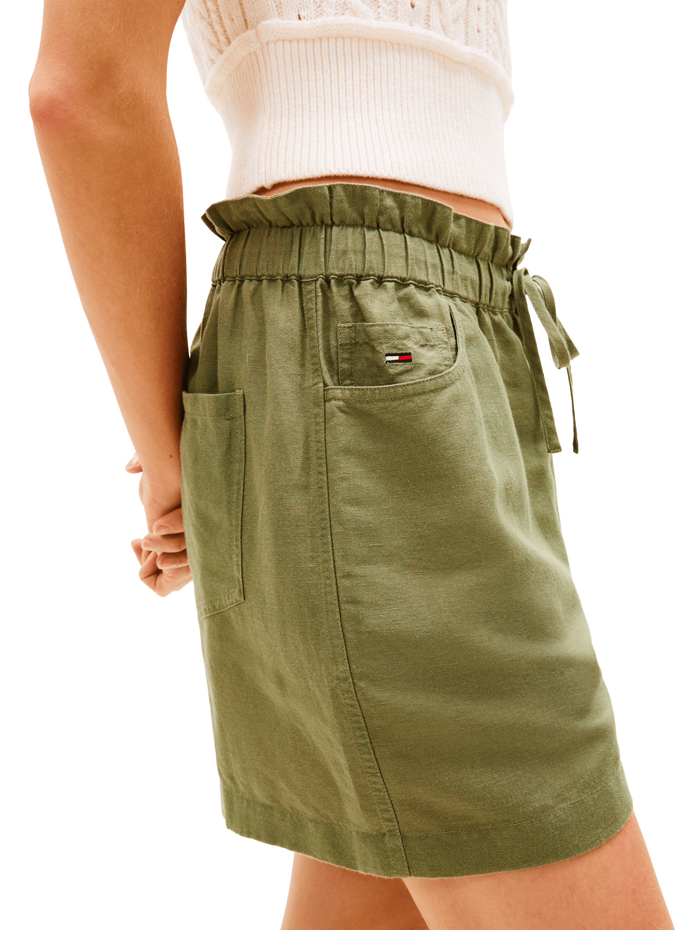 Bermuda court en lin et coton mélangé TOMMY HILFIGER Vert