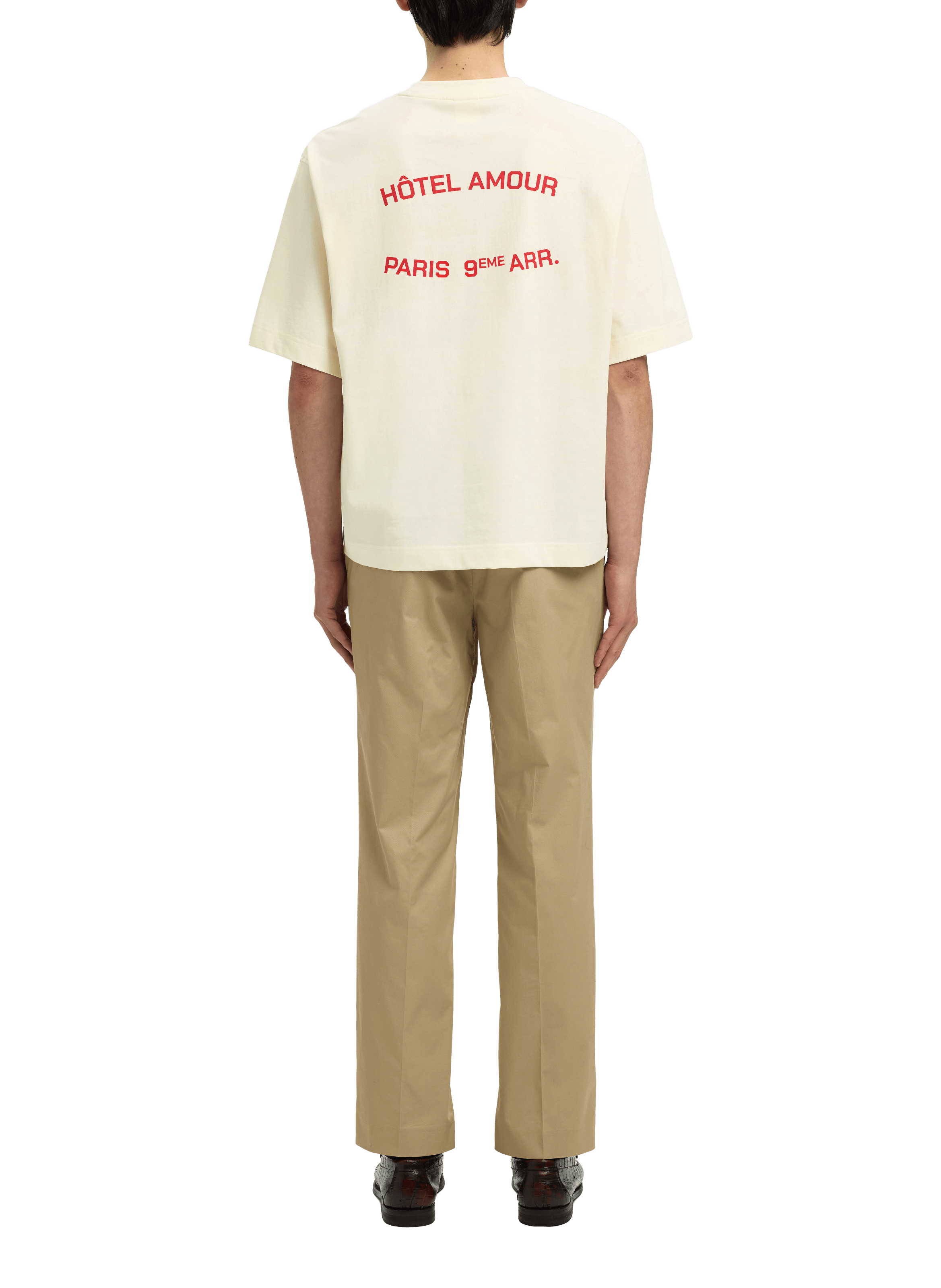 Cotton round-neck T-shirt SELECTED Beige