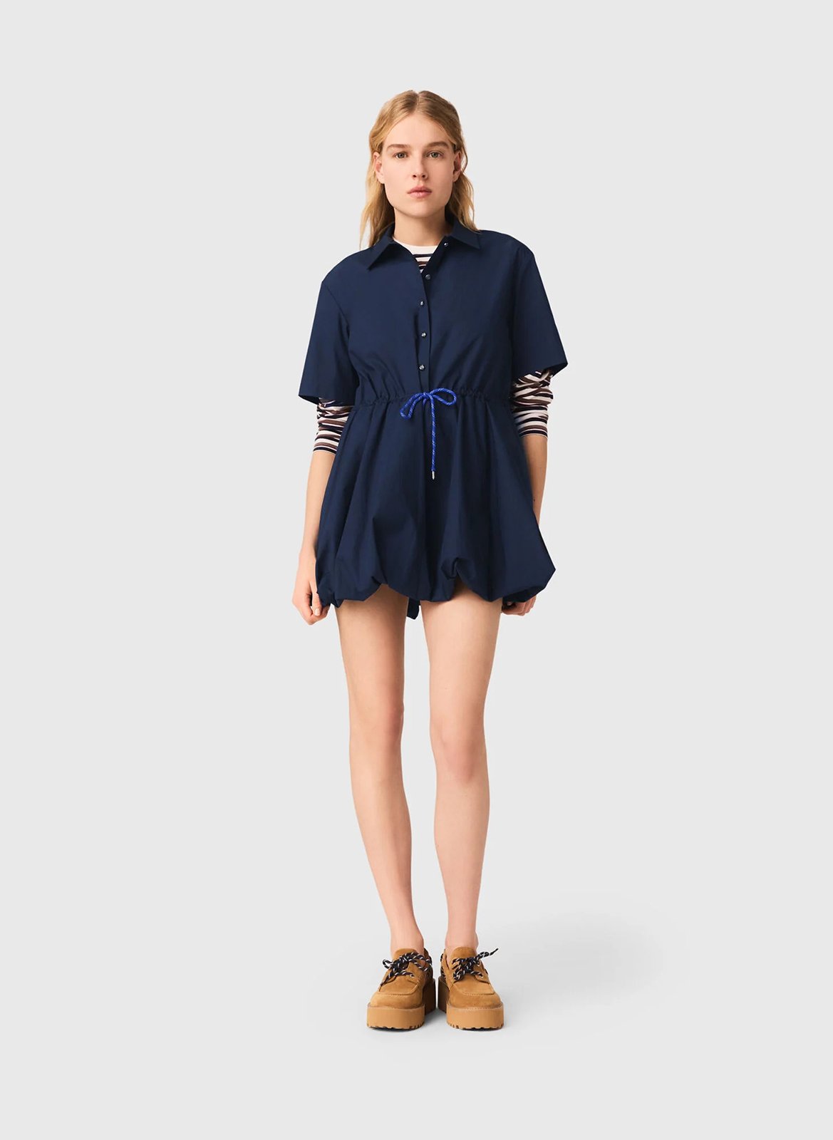 Robe courte à cordons unie MAJE Bleu