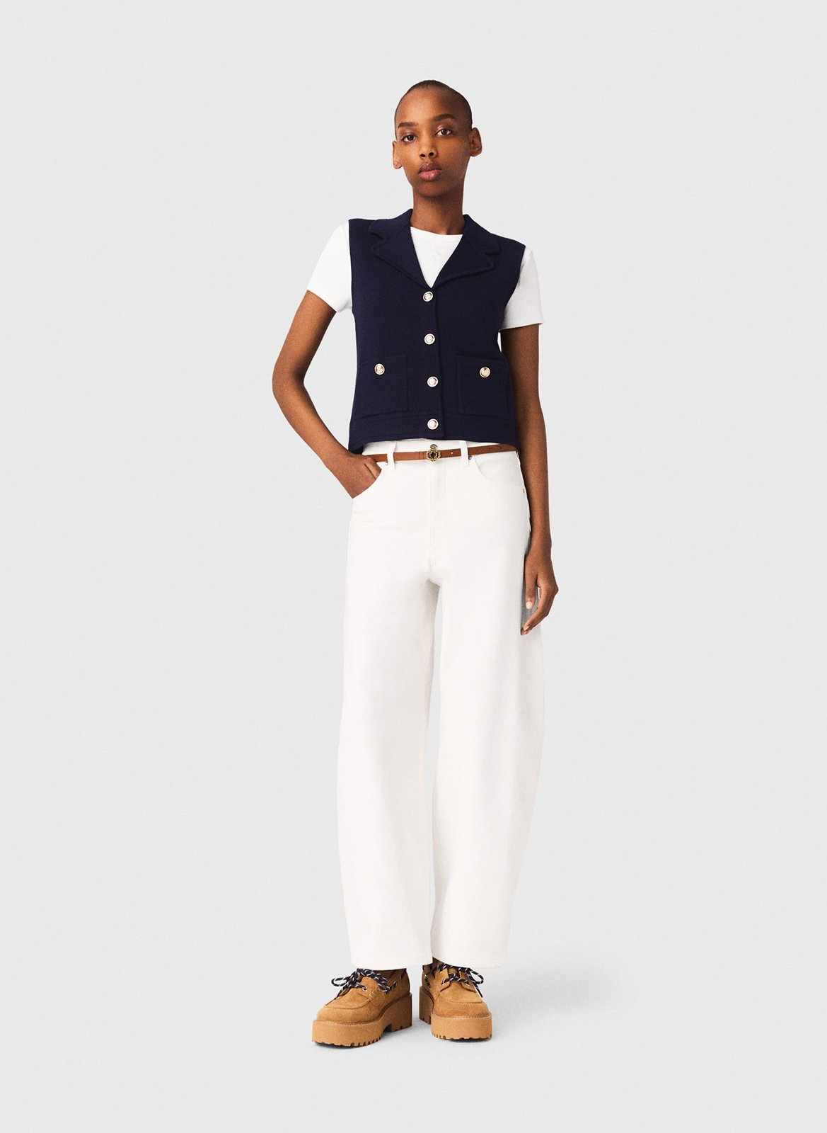 Gilet droit col tailleur MAJE Bleu