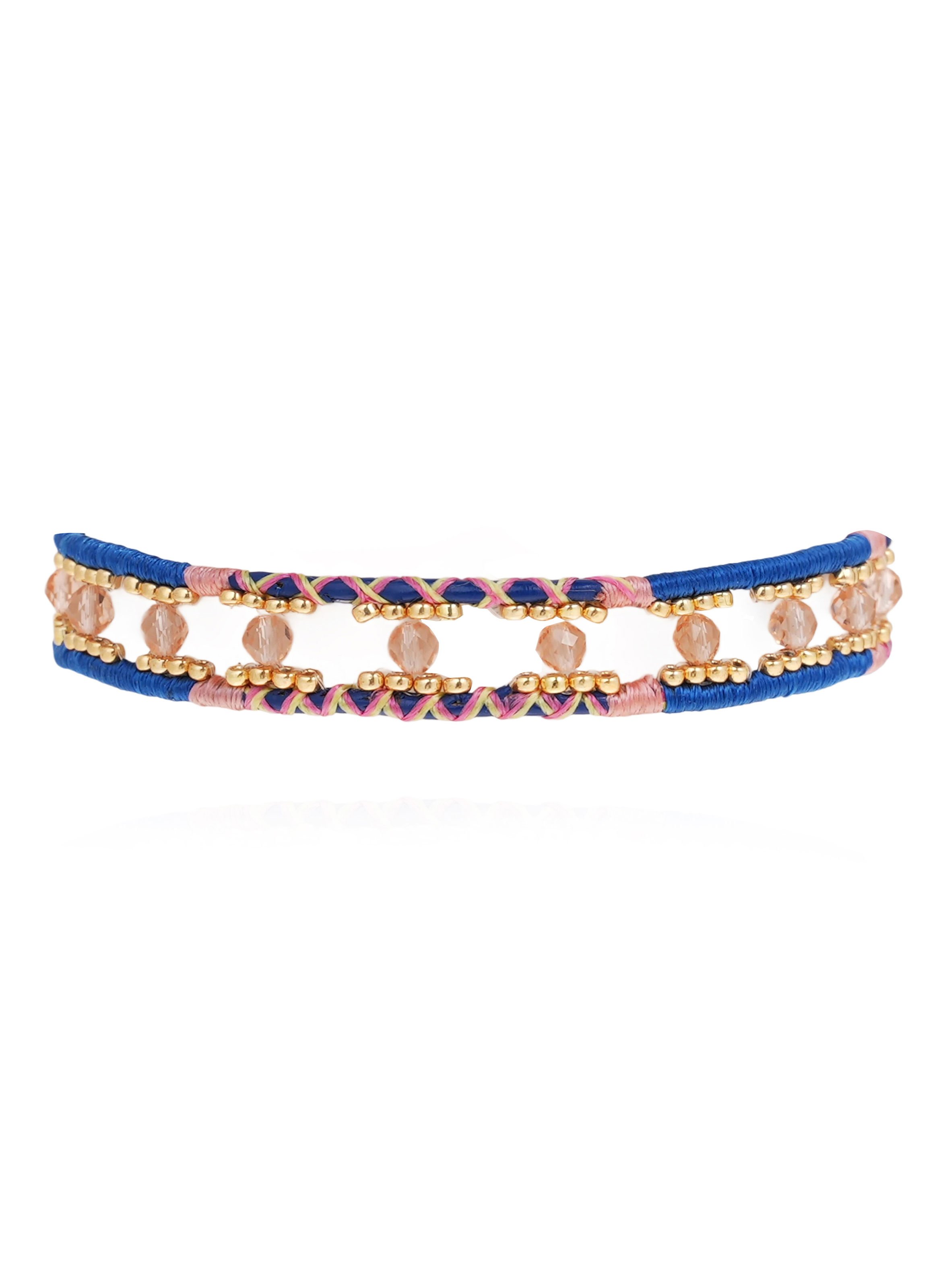 Bracelet manchette perles et liens fermoir aimanté ylim HIPANEMA Bleu