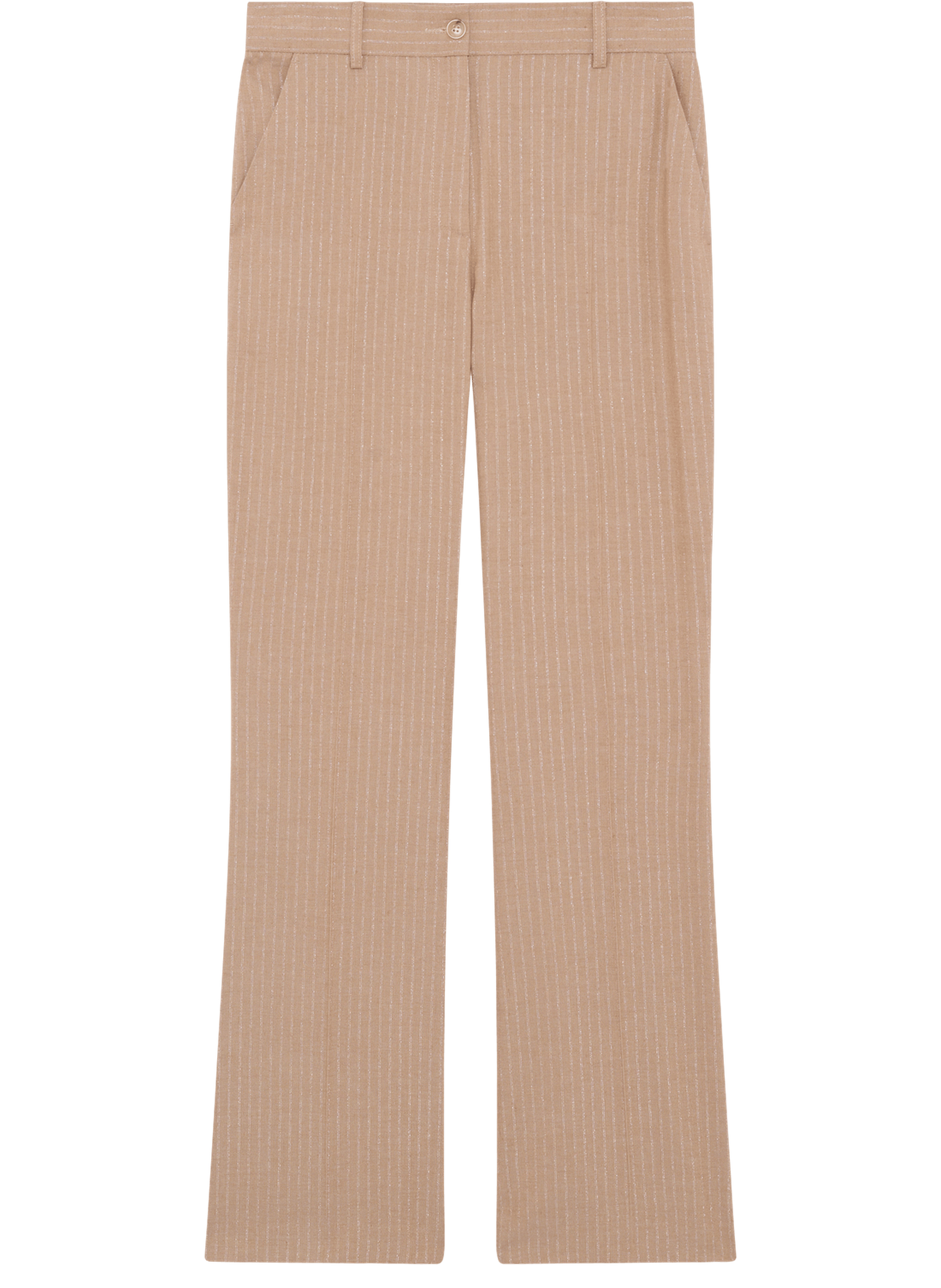 Pantalon de tailleur à fines rayures en lurex - BRIANA PABLO Beige