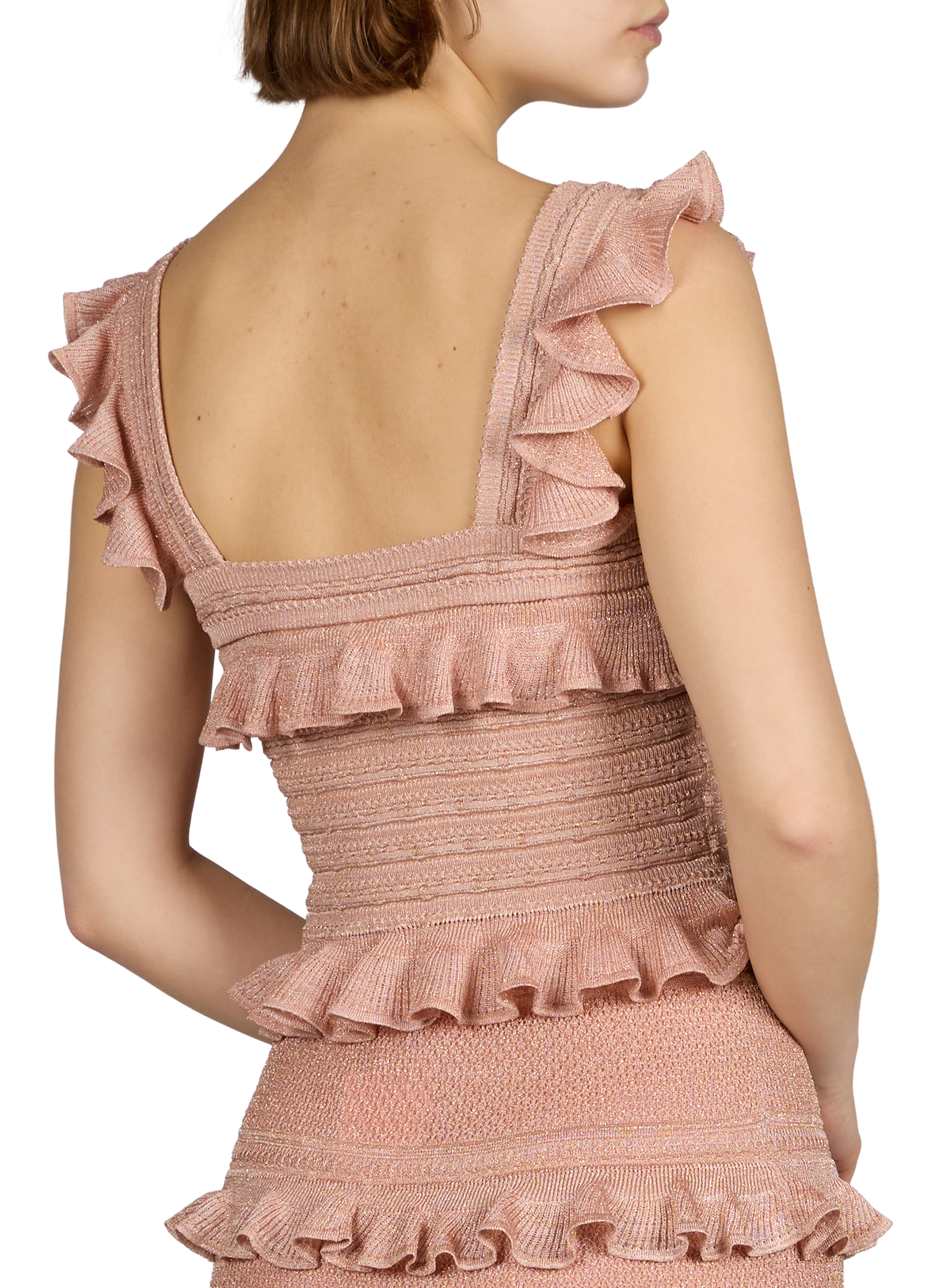 Top à volants pailleté ZIMMERMANN Rose