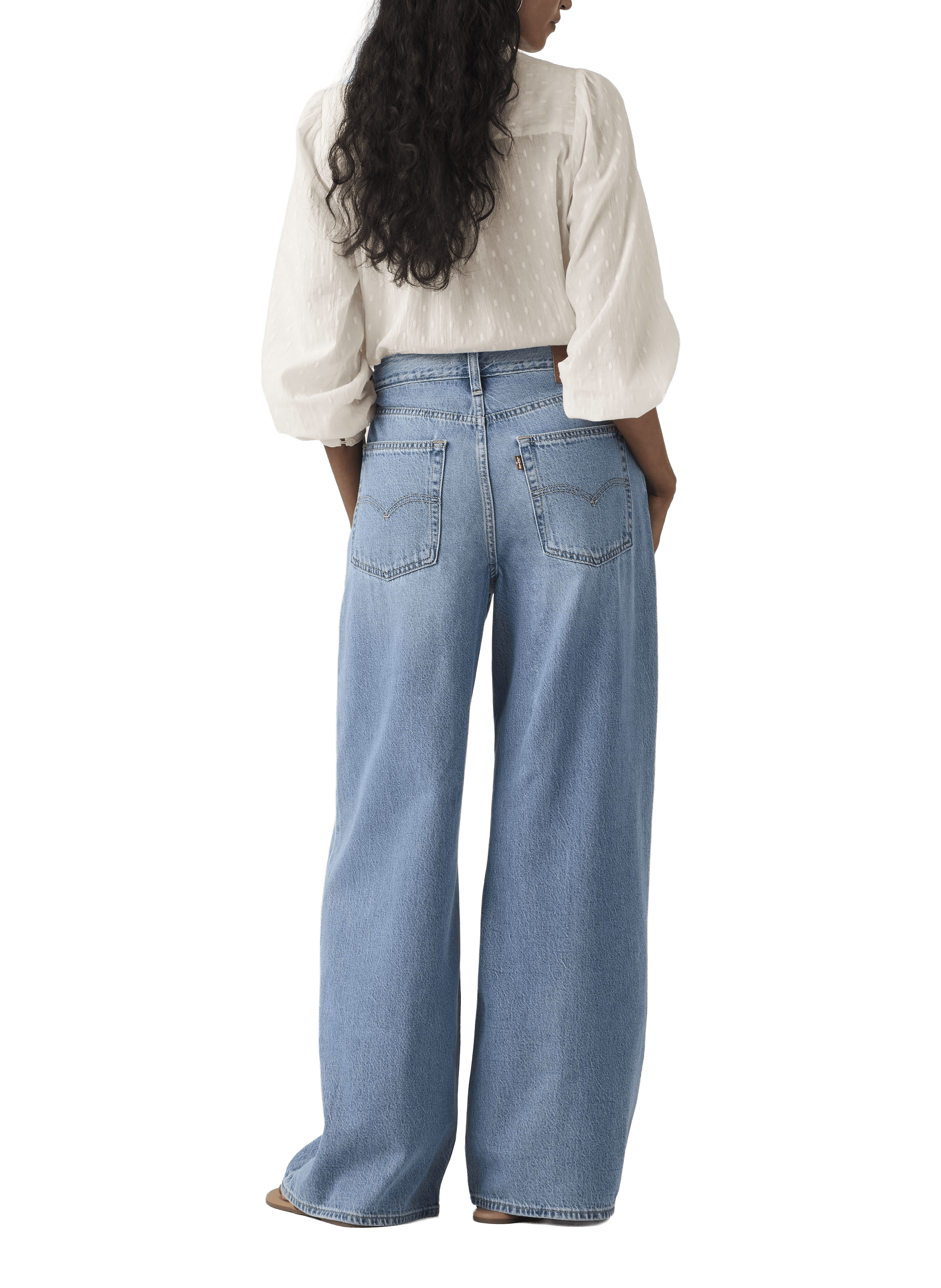 Jean large taille mi-haute en coton mélangé LEVI'S Bleu