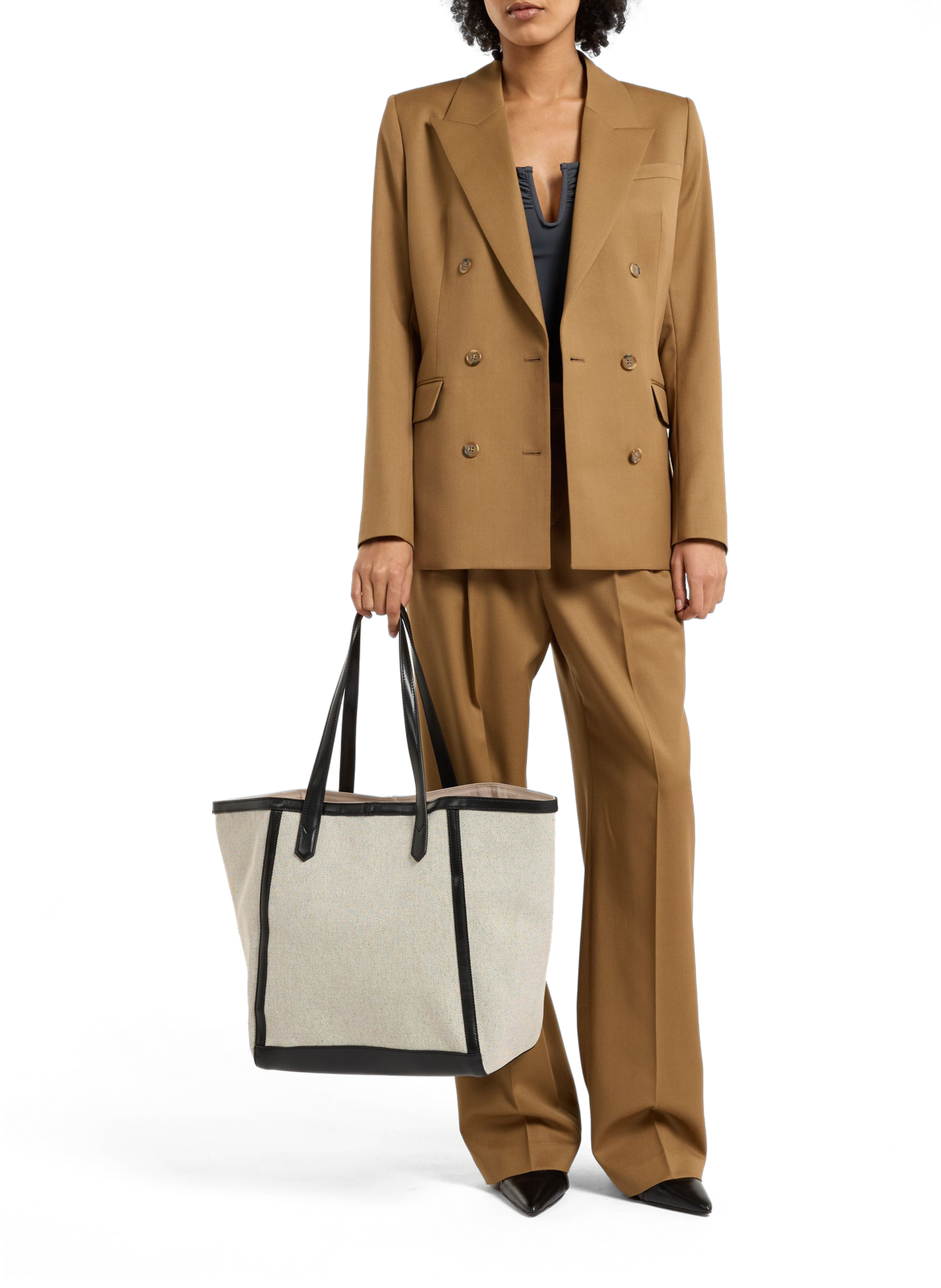 Enzo tote bag in cotton and leather SAISON 1865 Beige