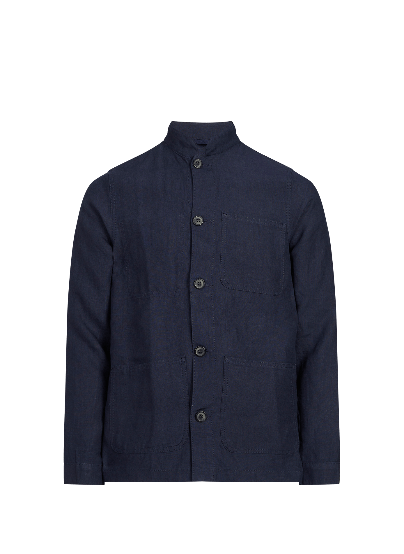 Chemise droite boutonnée uni en lin  LAFAURIE Bleu