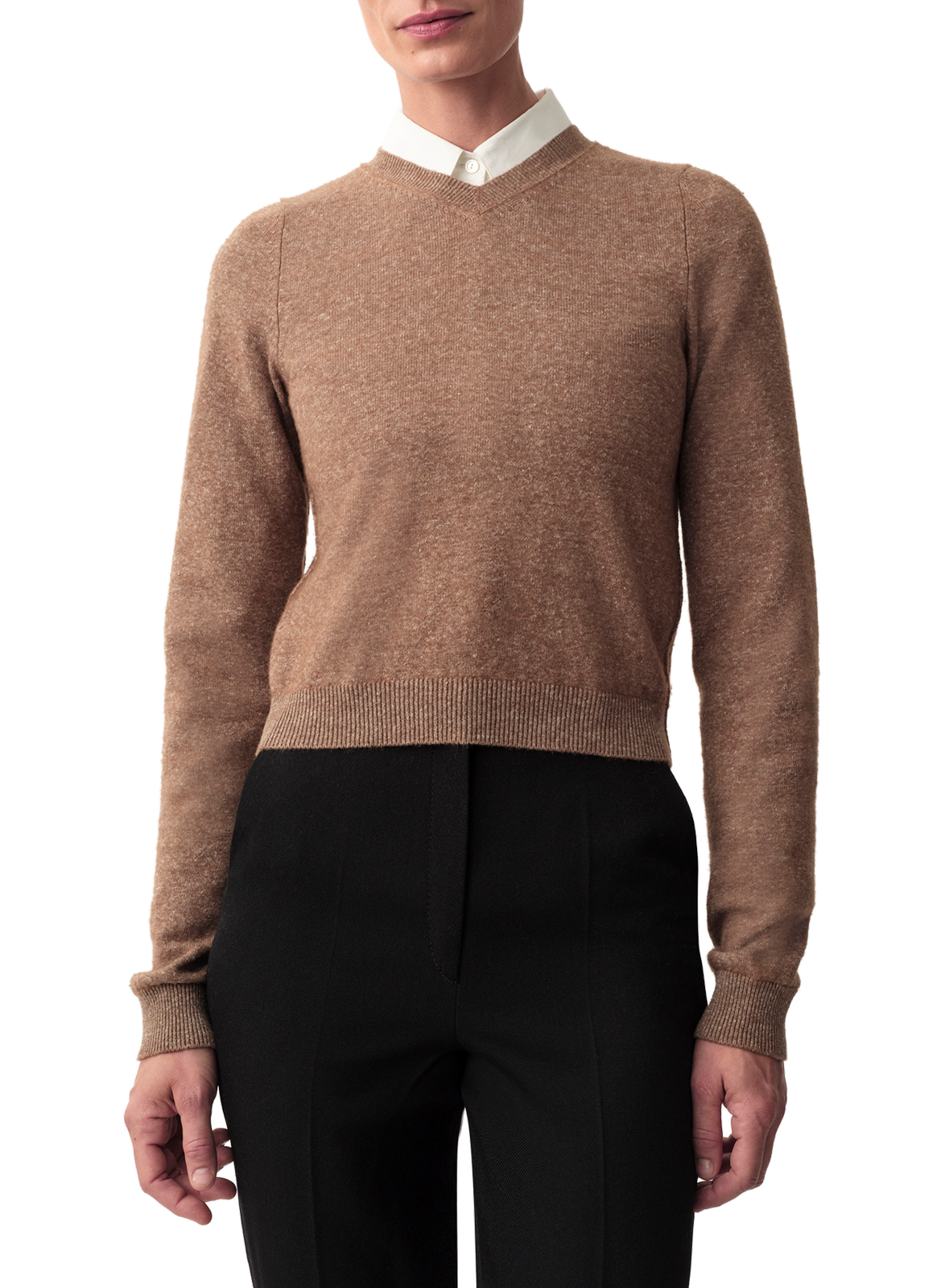 Pull ajusté en lin et coton Calvin Klein Collection Beige