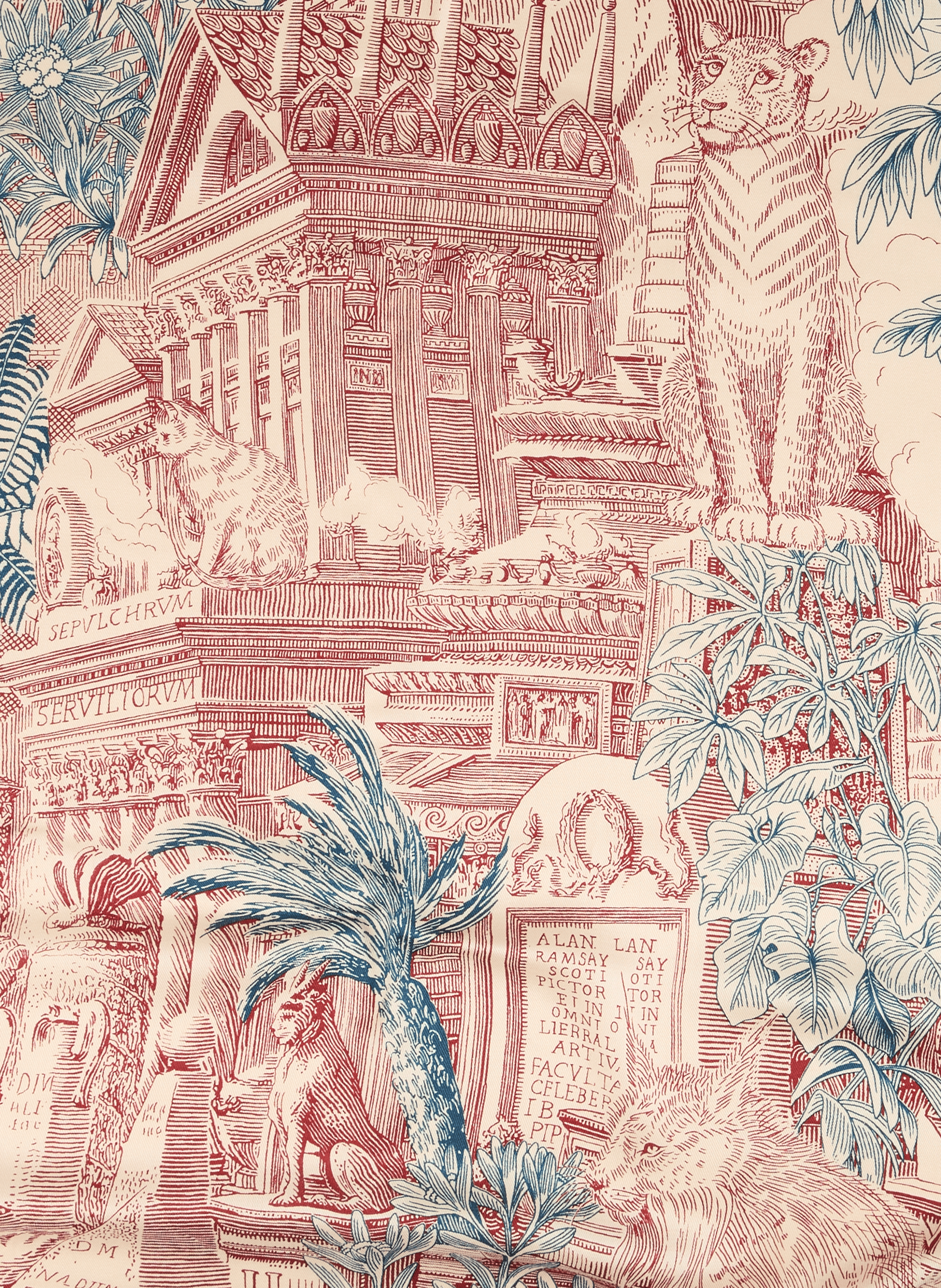 Piranesi square scarf in mixed silk INOUITOOSH Blue