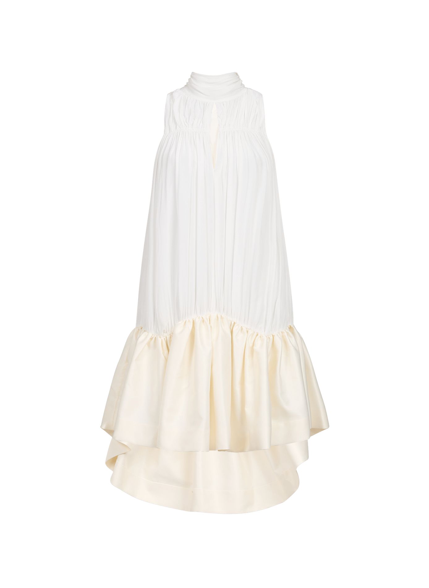 Short pleated ruffle dress ROTATE White