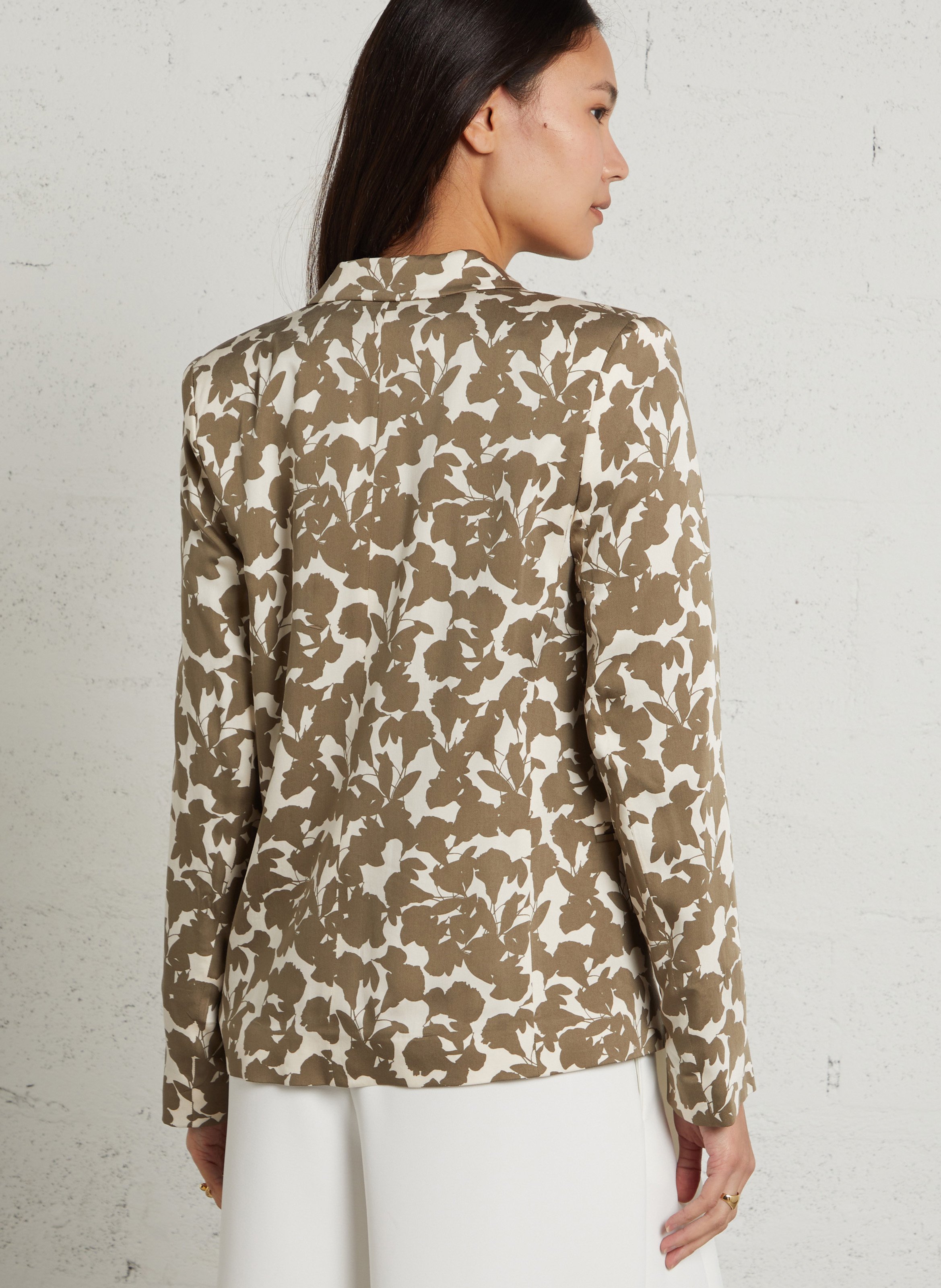 Veste droite col tailleur imprimée IKKS Kaki