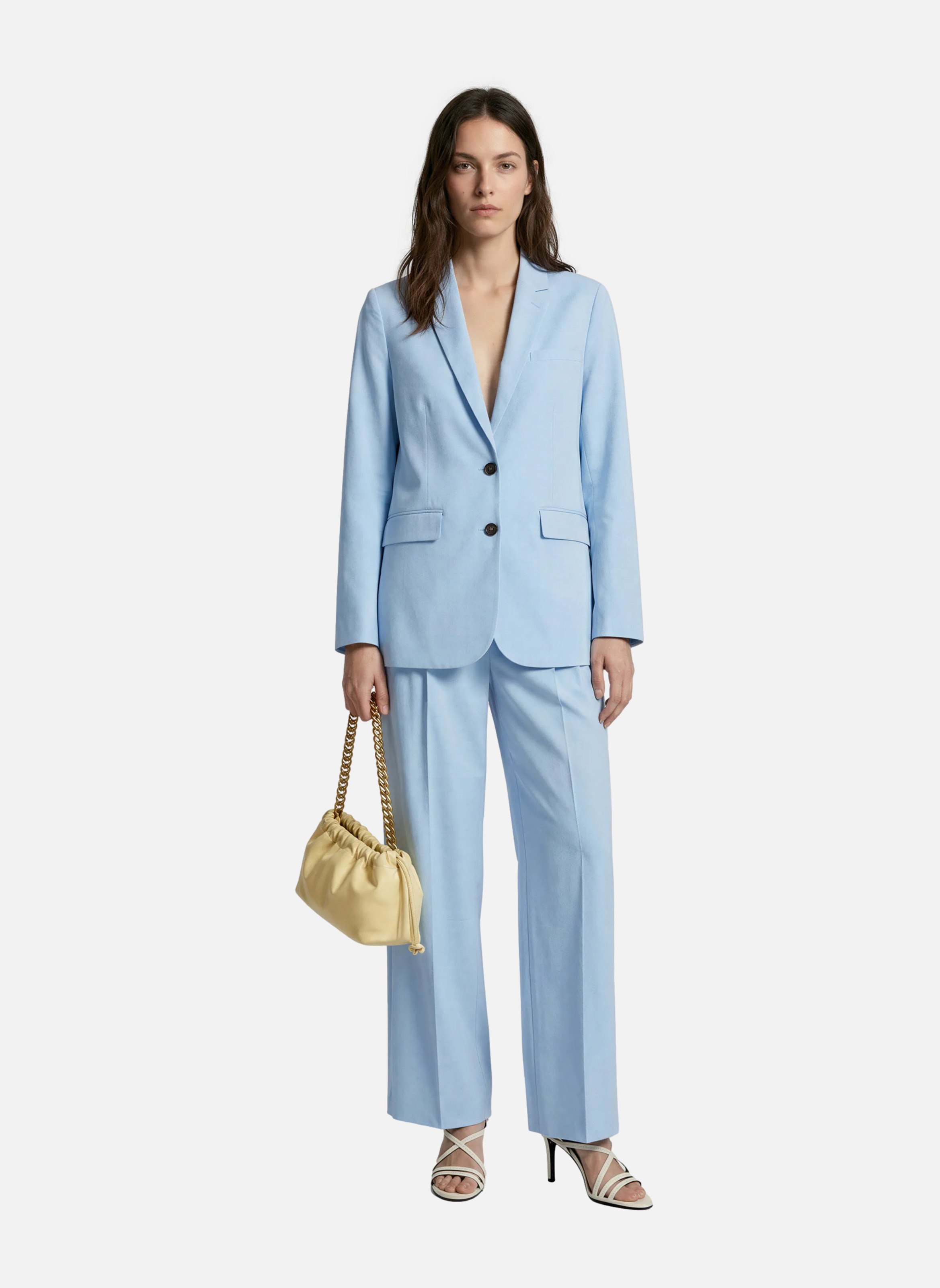 Veste de tailleur droite en lin et coton THE KOOPLES Bleu