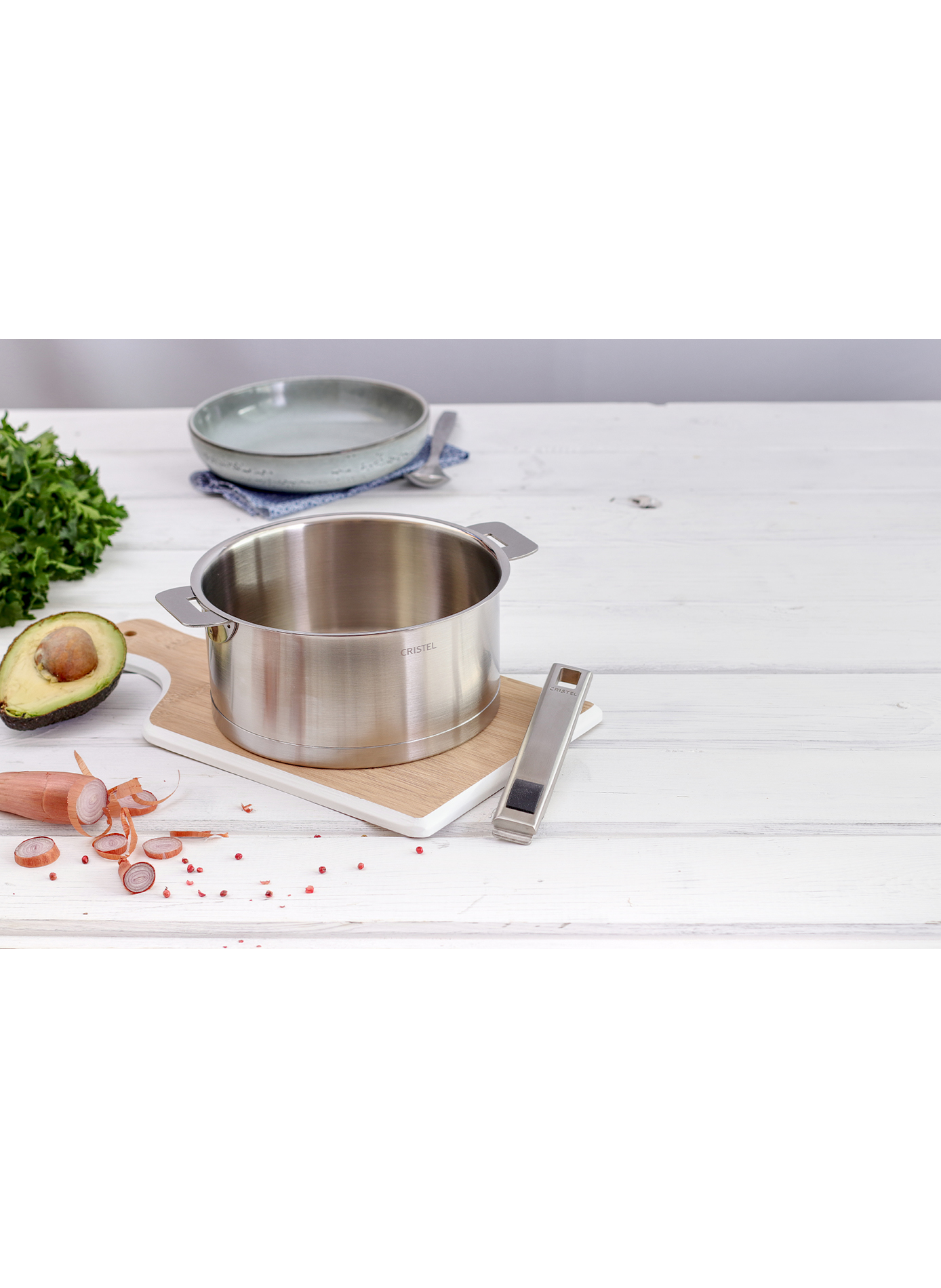 Lot de 3 casseroles Strate en inox CRISTEL Gris