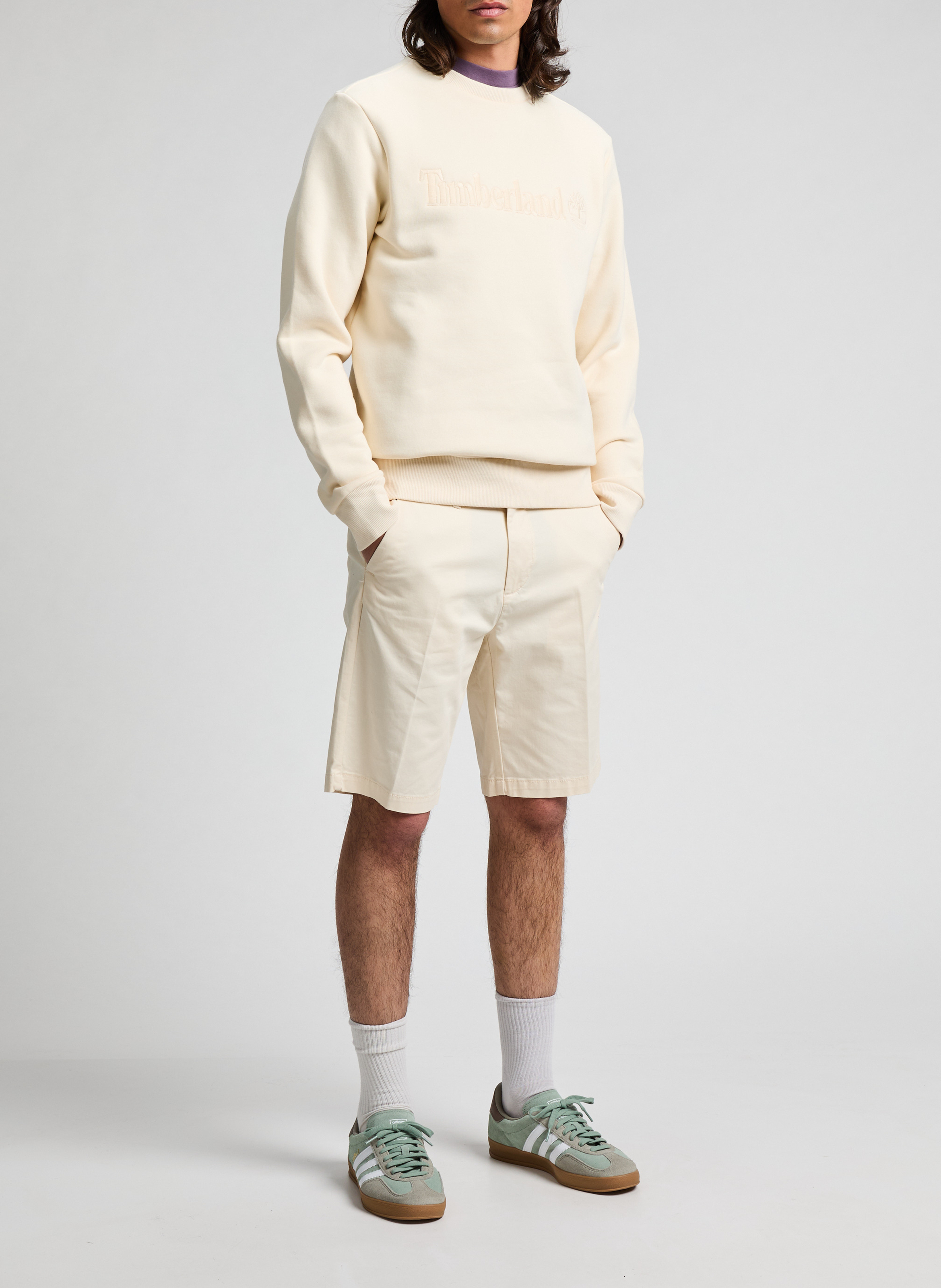 Sweat droit brodé en coton TIMBERLAND Blanc