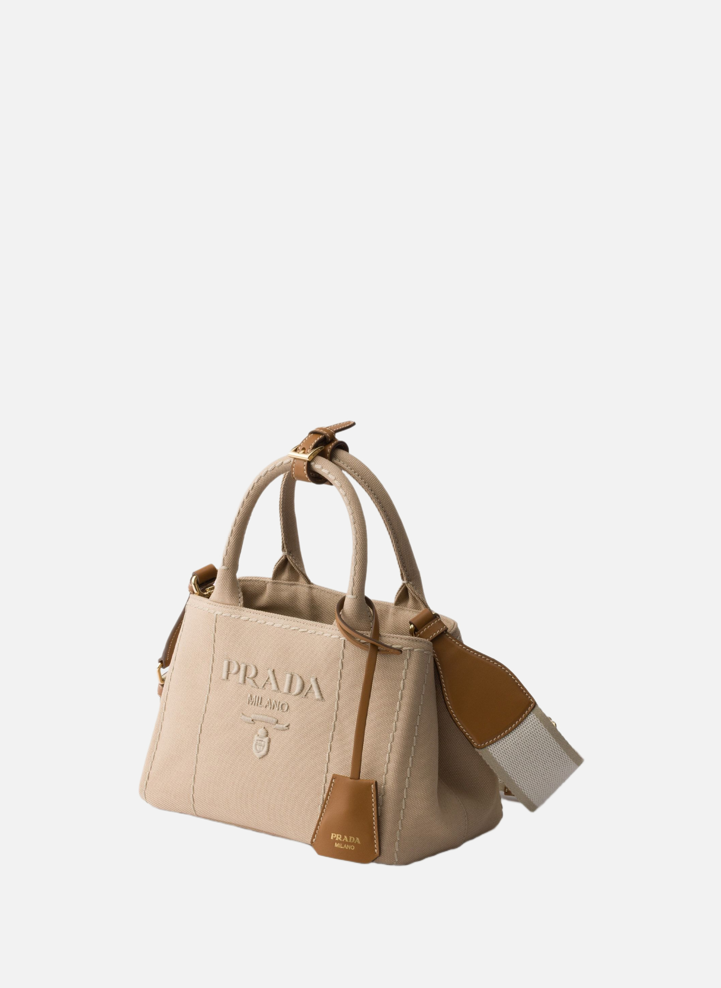 Mini sac prada jardinière en toile de coton PRADA Beige