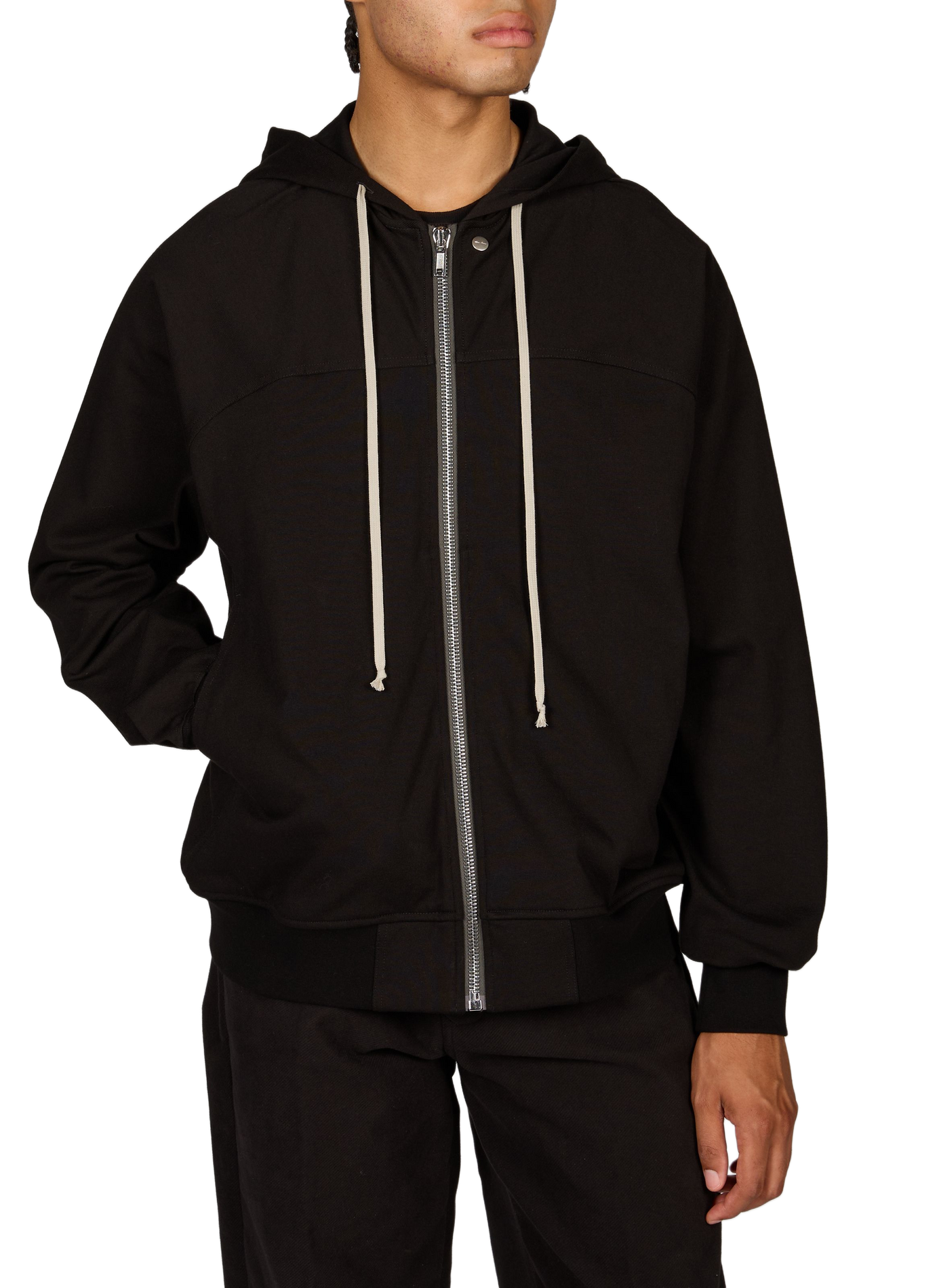 Sweat col rond en coton RICK OWENS Noir