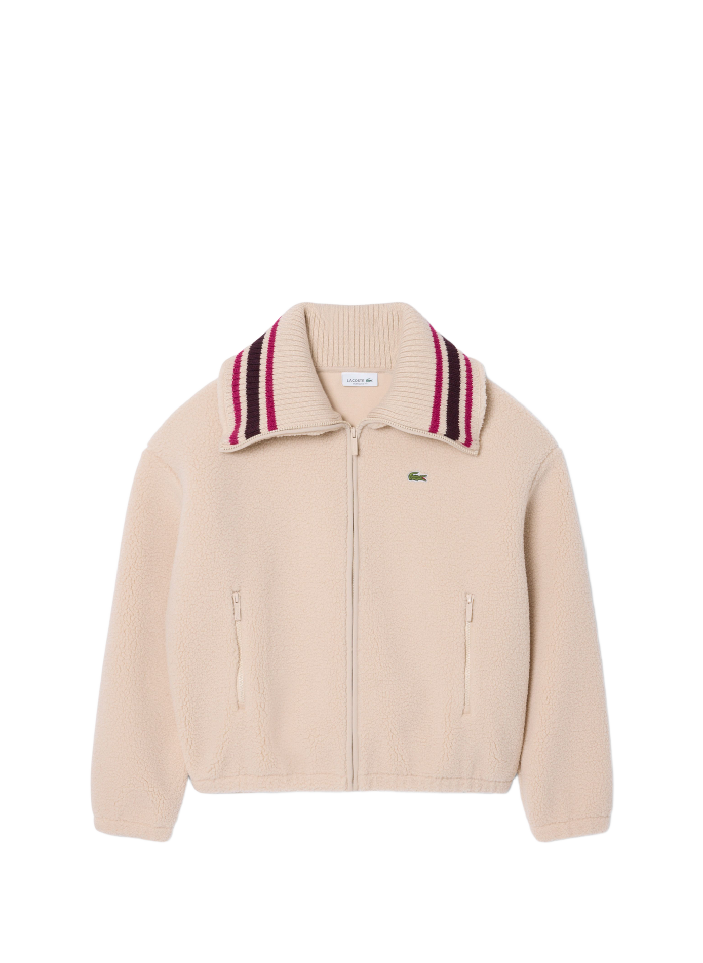 Oversized sherpa zip-up jacket LACOSTE Beige