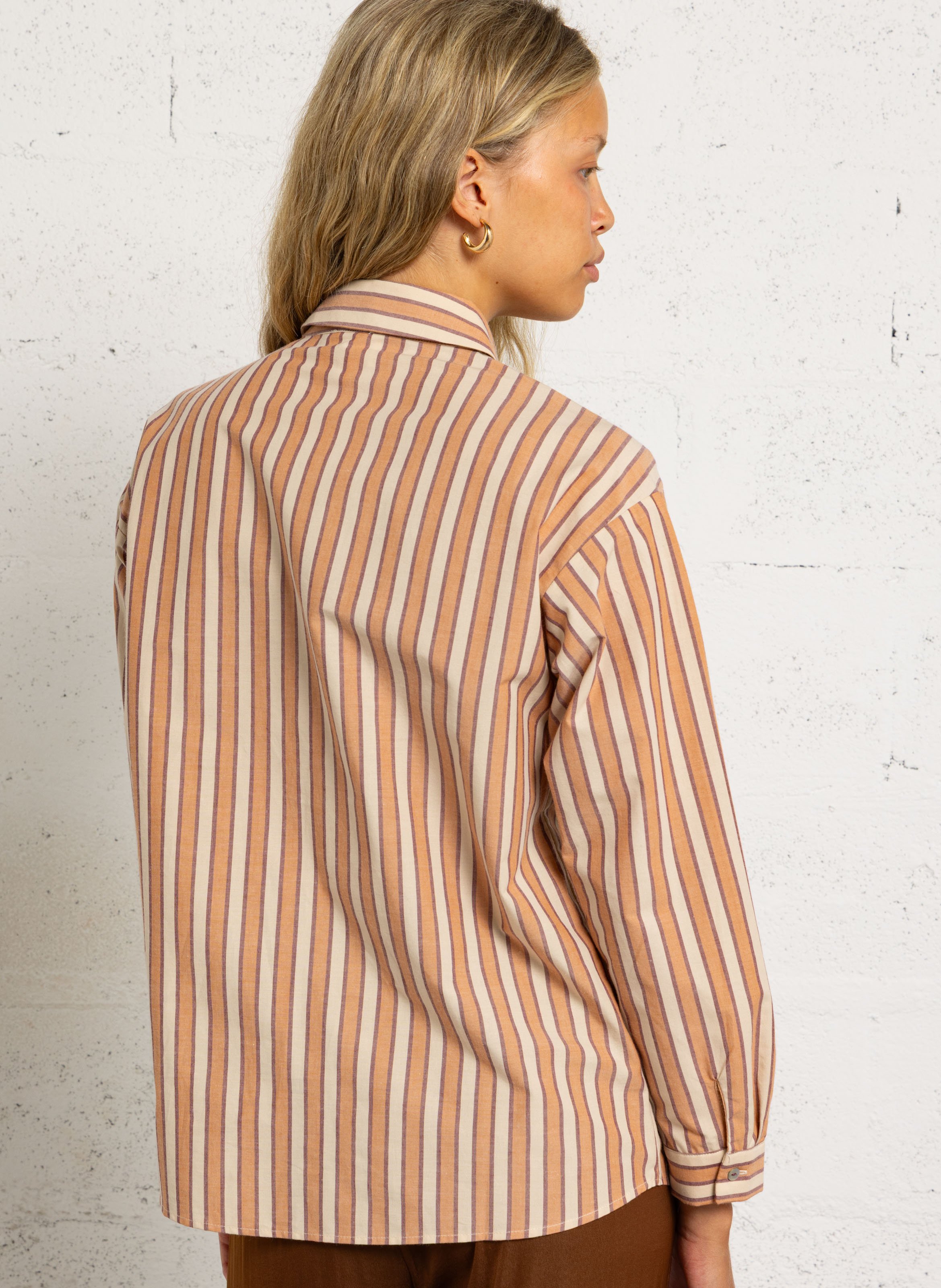 Chemise droite col classique rayée en coton marilou MAISON 123 Beige